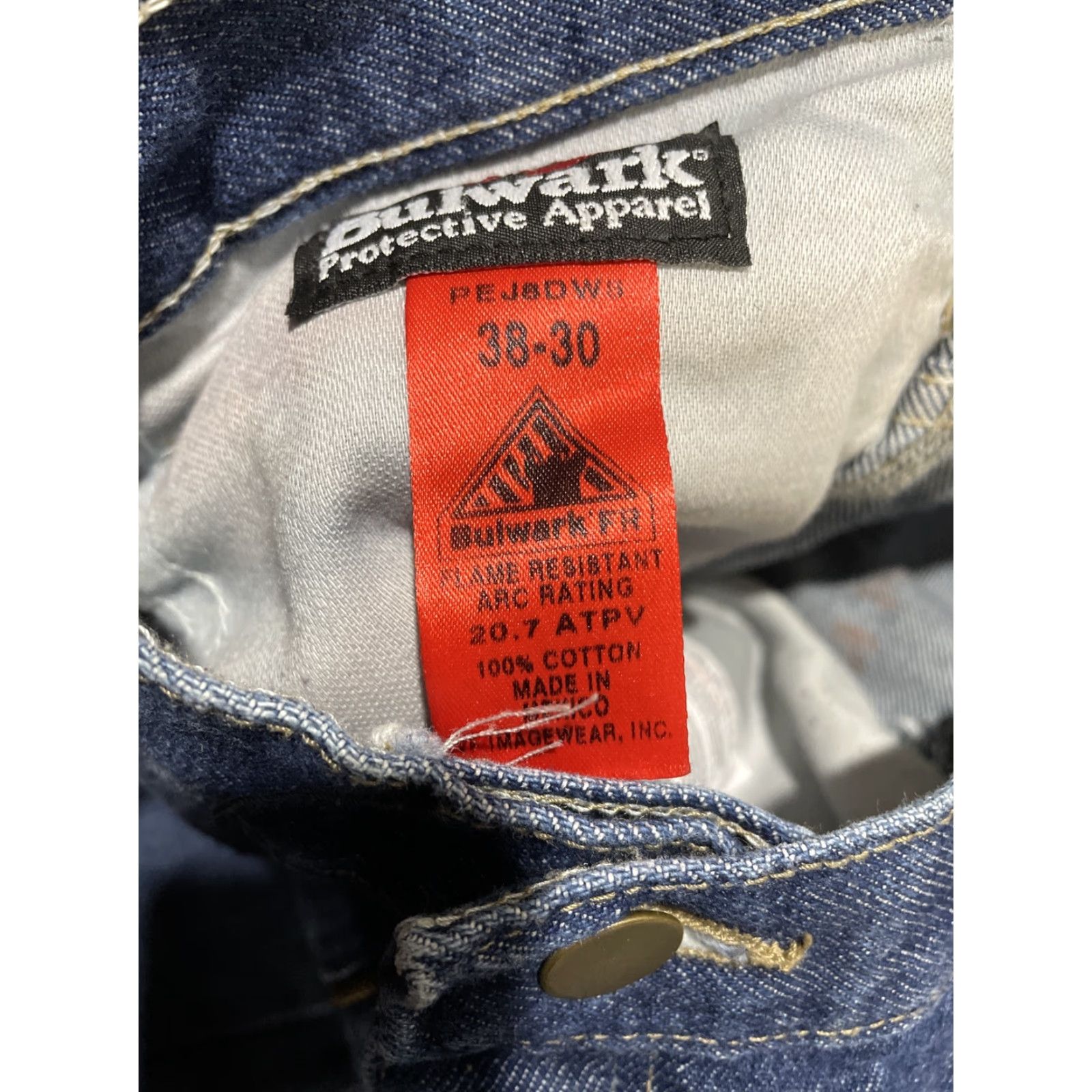 Denime VINTAGE Bulwark Fire Resistant Jeans Denim Blue Regular 38x30 Mens Size US 38 / EU 54 - 2 Thumbnail