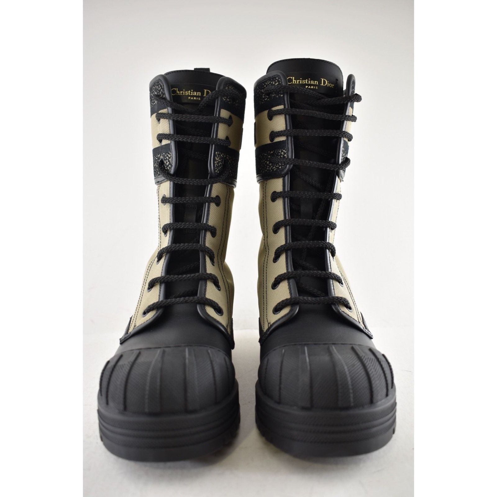 Dior Dior D-Major Black Taupe Logo Military Combat Lace Up Tie Size US 8.5 / IT 38.5 - 9 Thumbnail