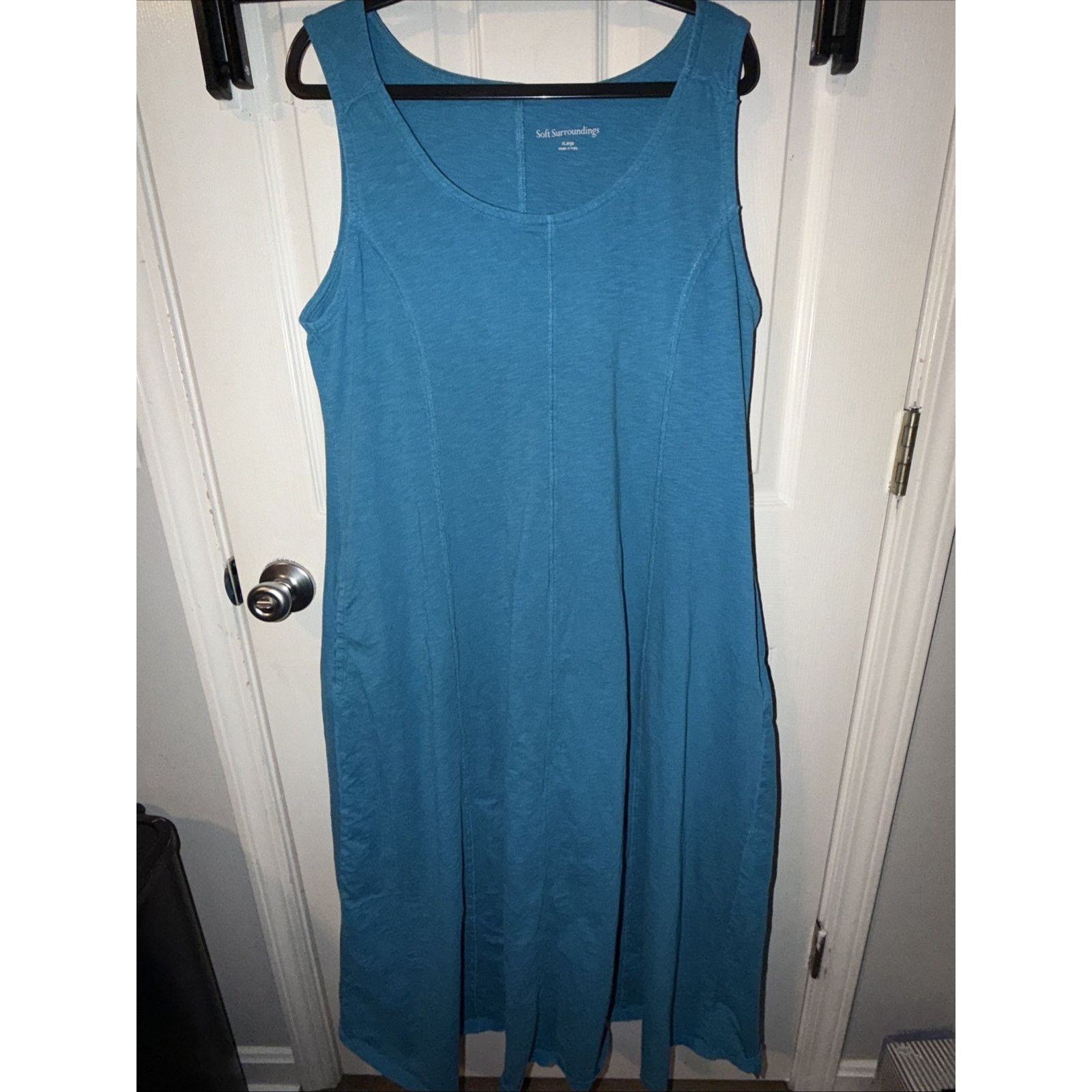 Soft Surroundings Soft Surroundings Women Teal Blue XL Maxi Dress Pockets Size XL / US 12-14 / IT 48-50 - 2 Thumbnail