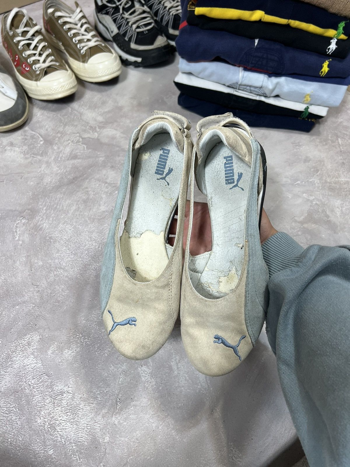 靴 puma 00s ballet shoes Vintage puma ballet core flats moto lacing 00s