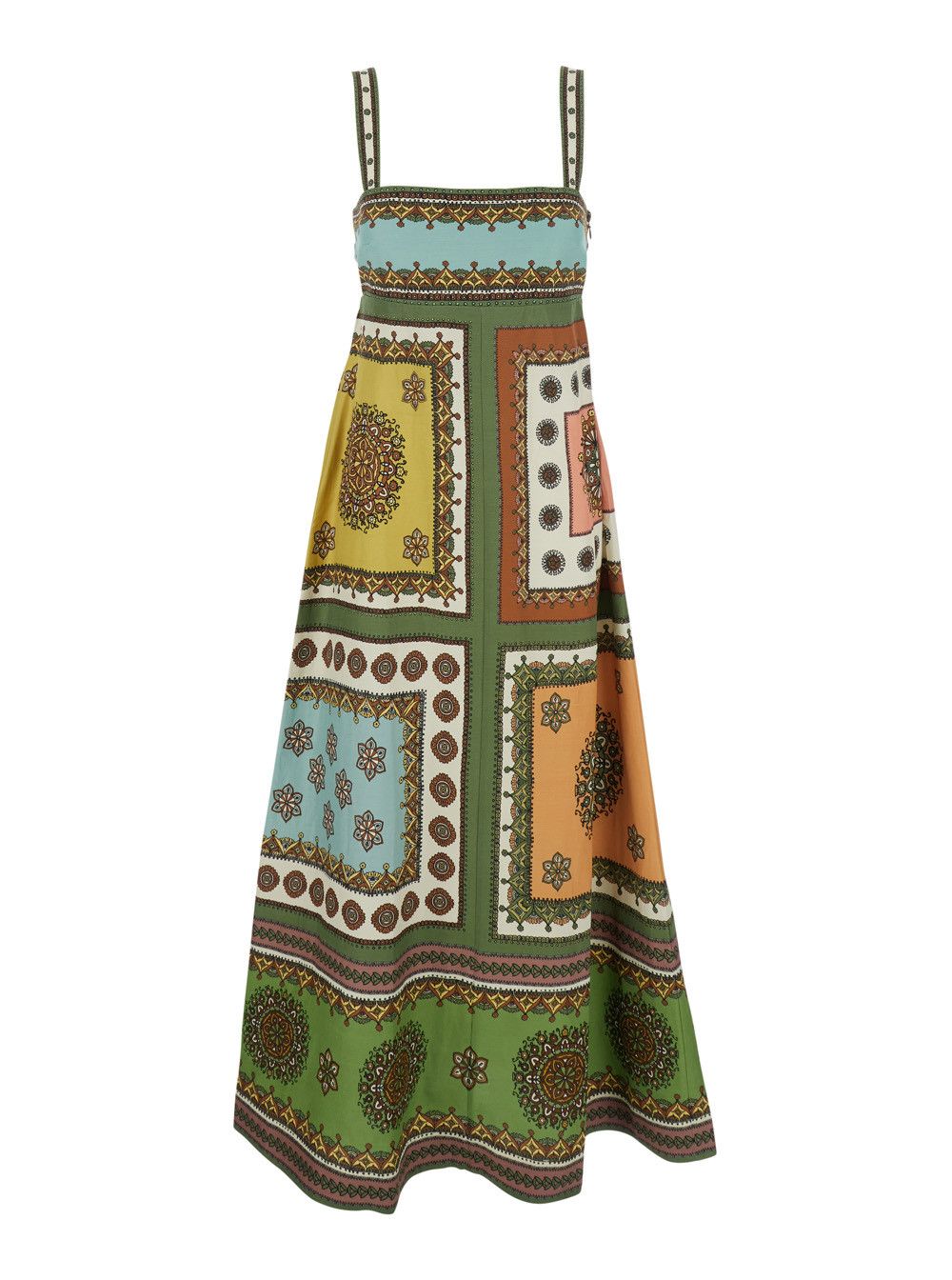 ALEMAIS 'Contina' Multicolor Long Dress with Square Neckline and All-Over Geometric Print in Viscose Blend for Women Size M / US 6-8 / IT 42-44 - 1 Thumbnail