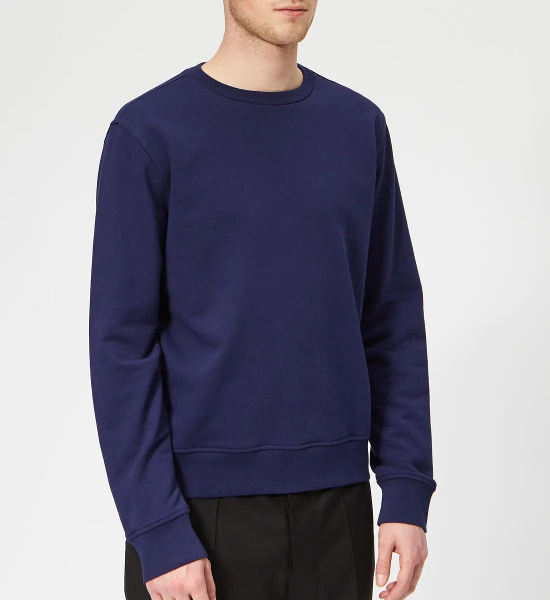 image of Maison Margiela Men's Basic Elbow Patch Sweatshirt in Ink Blue (Size Medium)