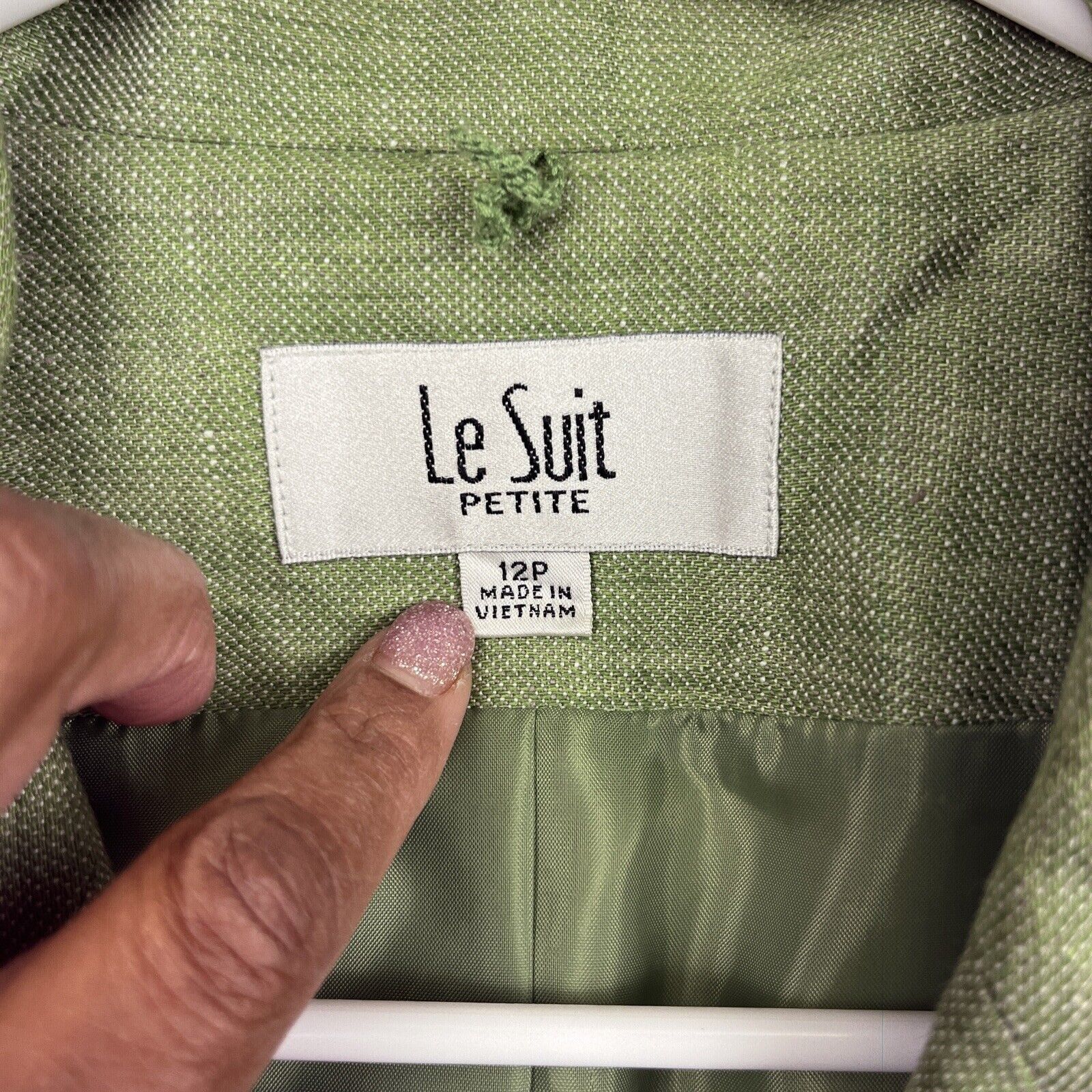 Other Le Suit Petite 100% Linen Blazer Jacket Women 12P Green Vtg Size XL / US 12-14 / IT 48-50 - 3 Thumbnail
