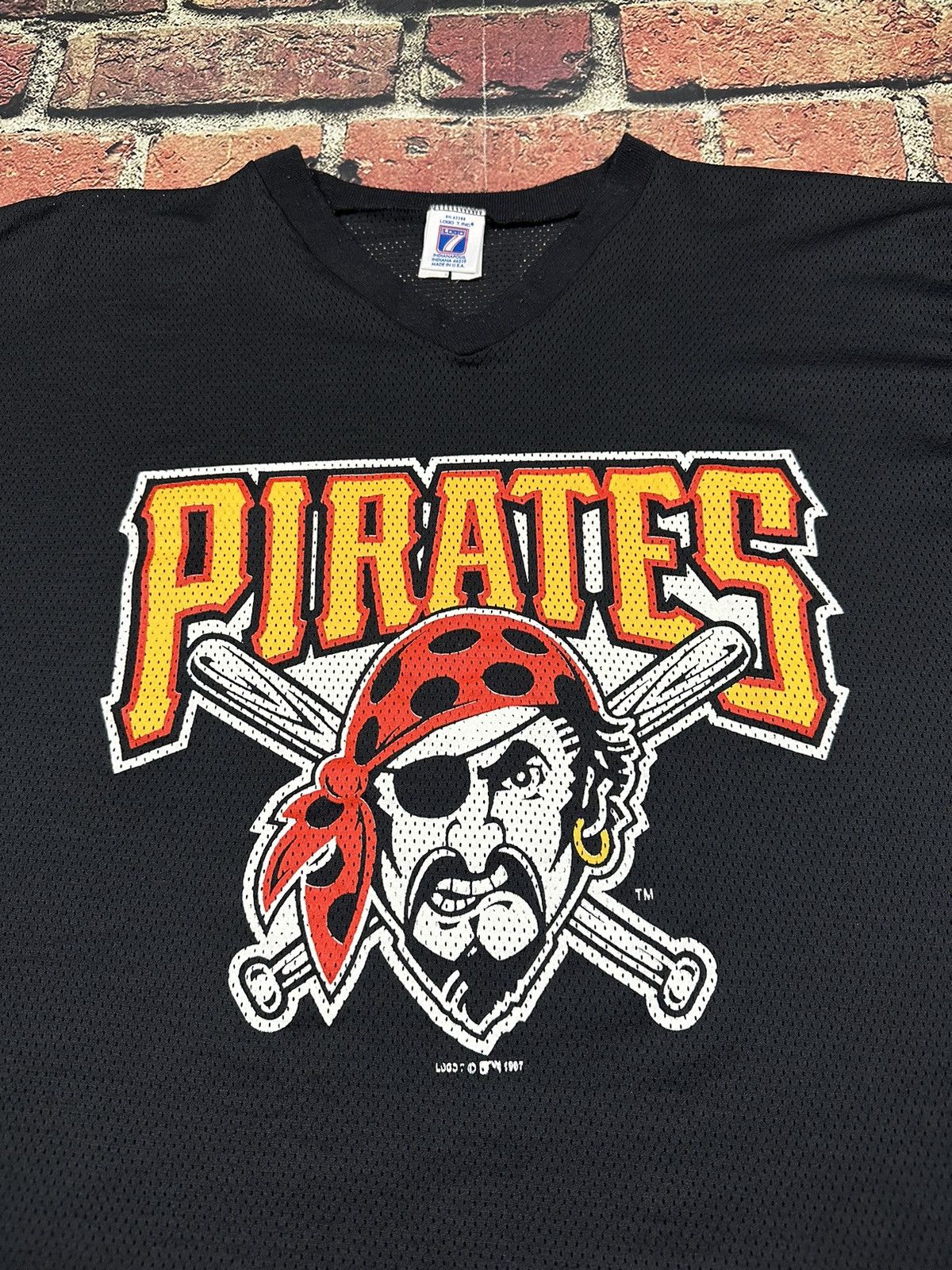 Logo 7 × MLB × Vintage Vintage 90s Logo 7 Mesh Shirt Jersey MLB Pittsburgh Pirates Size US XL / EU 56 / 4 - 3 Thumbnail