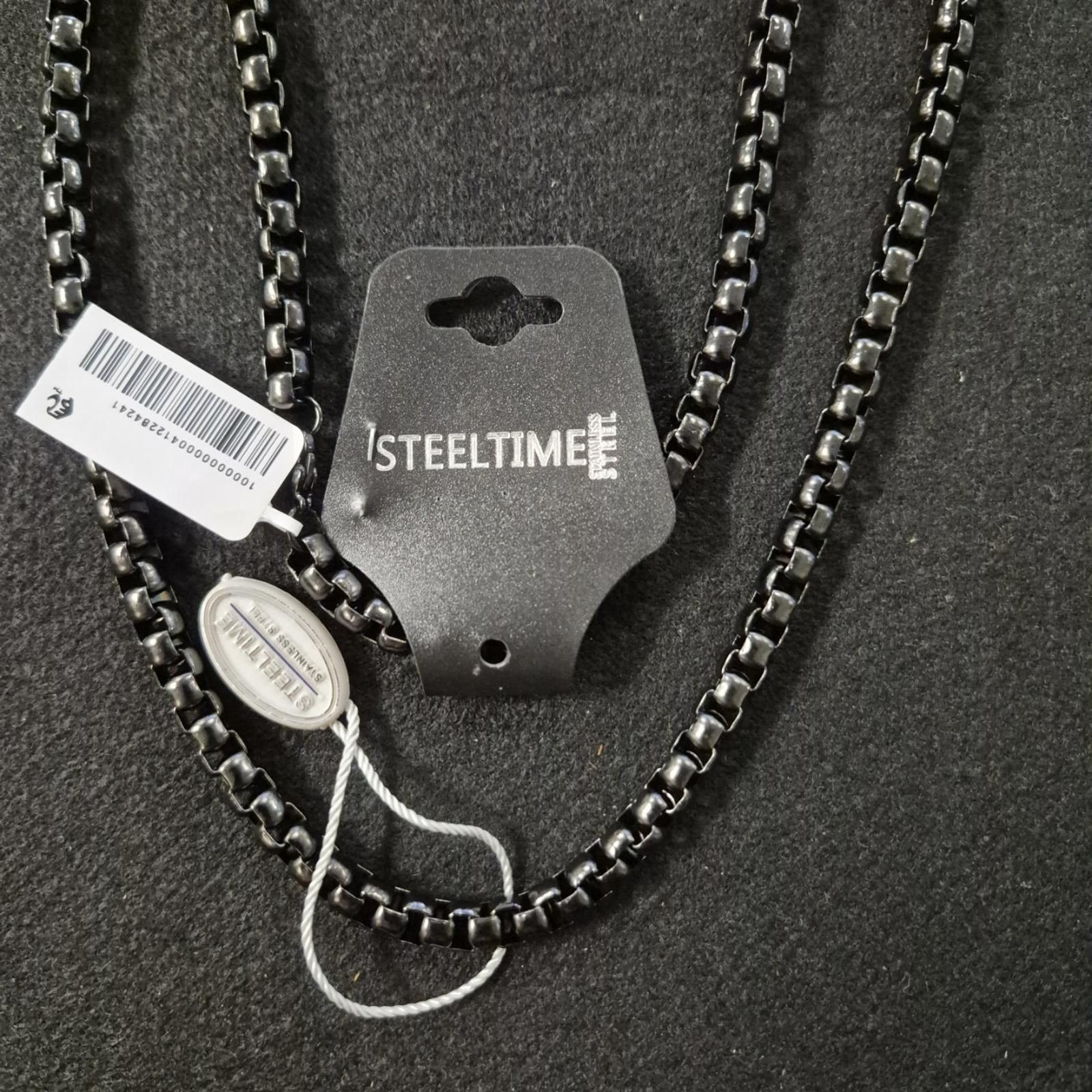Other STEELTIME Men's Black Ion-Plated Box Chain 24" Necklace Size ONE SIZE - 3 Thumbnail