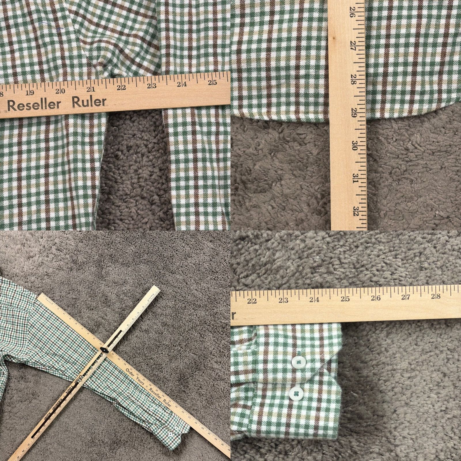 Vintage Onward Reserve Shirt Mens L Green Plaid Cotton Flannel Long Sleeve Tailored Fit Size US L / EU 52-54 / 3 - 8 Thumbnail