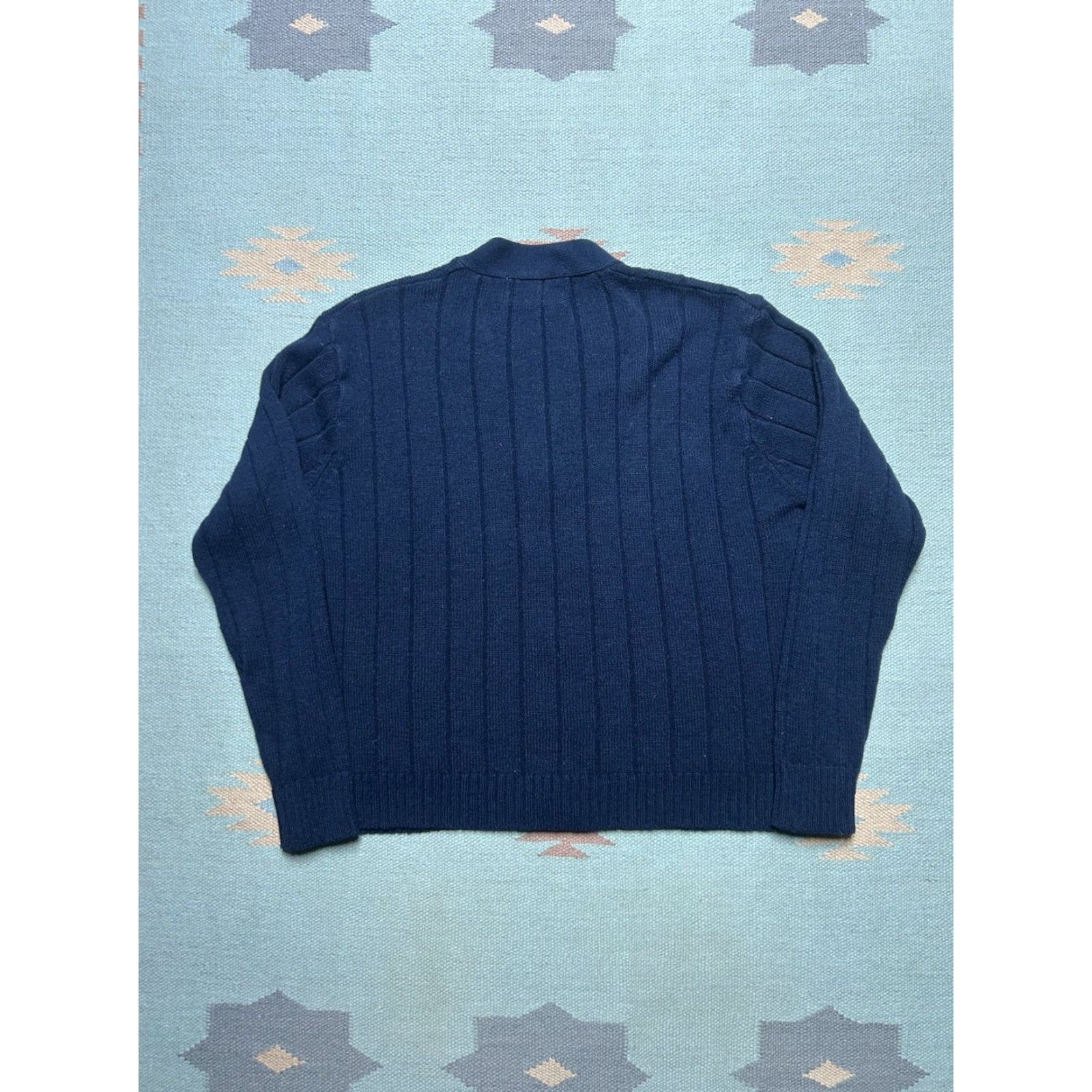 Vintage VINTAGE 1970s cardigan sweater acrylic knit button front navy blue Large Sigallo Men Cardigan/ Sweater / Knit / Button / Blue / 1970s Size US L / EU 52-54 / 3 - 5 Thumbnail