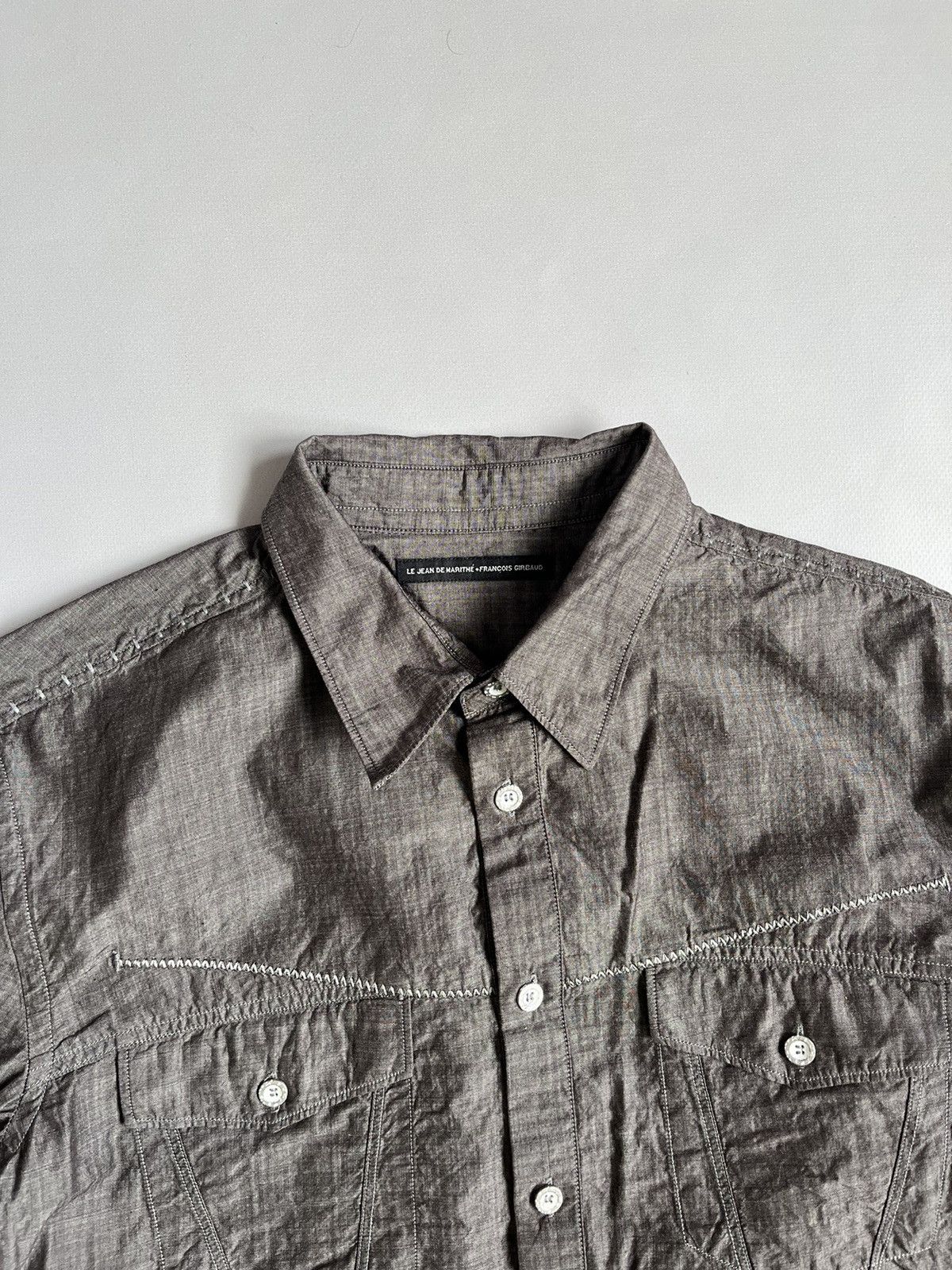Marithe + Francois Girbaud × Vintage Le Jean De Marithe Francois Girbaud Men Grey Button Up Shirt Size US L / EU 52-54 / 3 - 4 Thumbnail