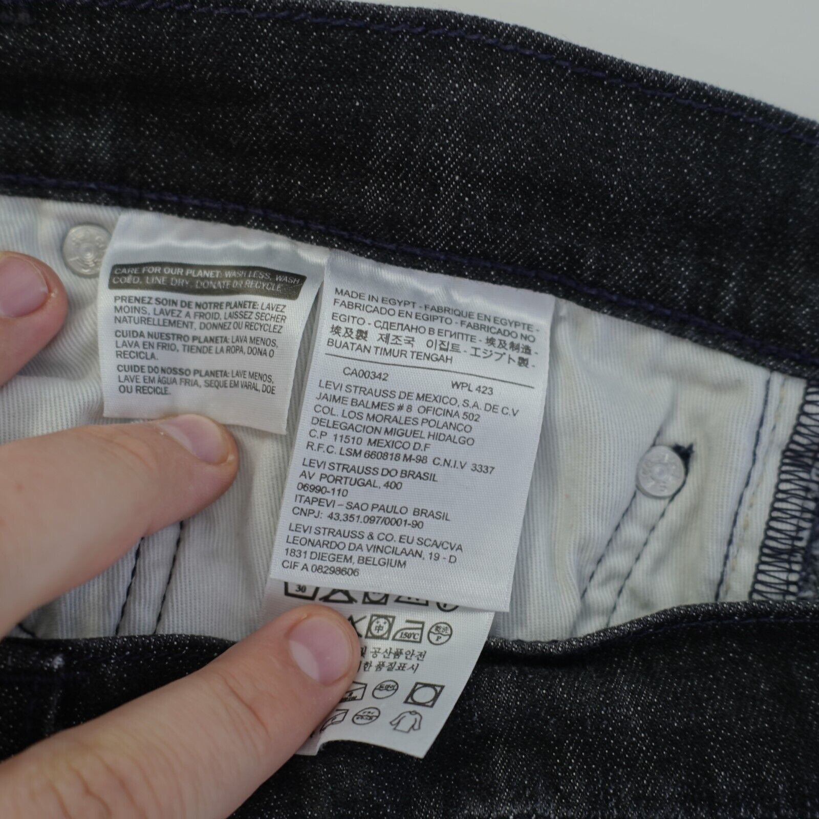 Levi's Levi's 513 Slim Fit Straight Leg Black Stone Wash Denim Jean Size US 36 / EU 52 - 7 Thumbnail