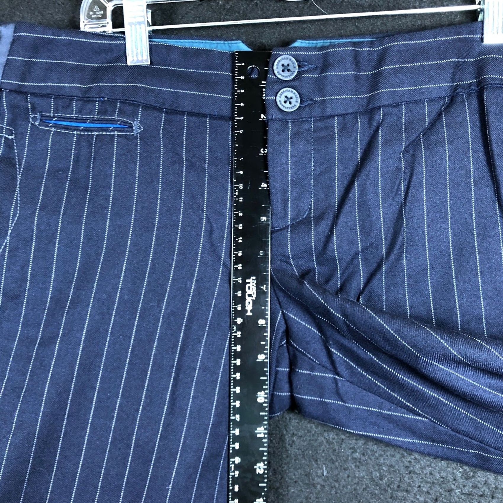 Express Express Womens Pants Blue White Pinstripe Mid Rise Wide Straight Wool Blend 8 Size 24" / US 00 / IT 34 - 7 Thumbnail