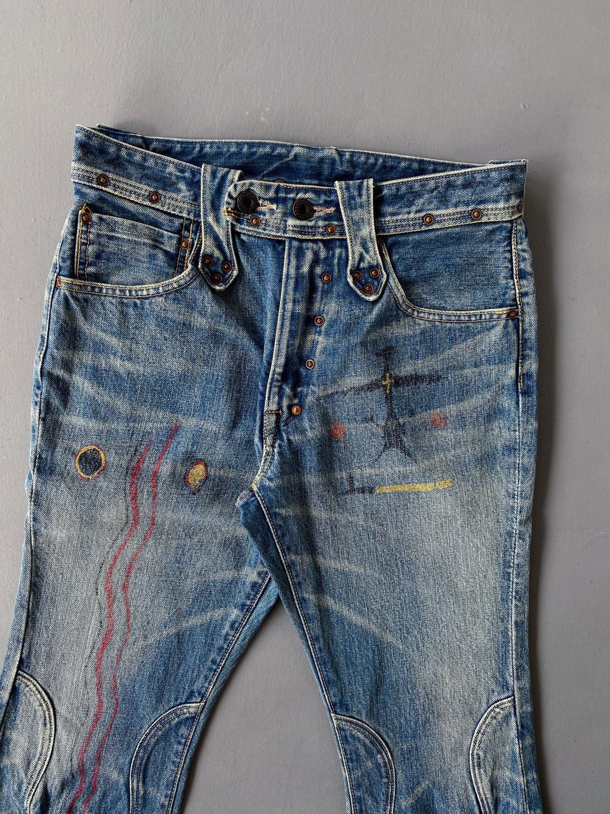 Kapital Kapital Bootcut Flared Flare Denim Painted Jeans Size US 28 / EU 44 - 2 Thumbnail