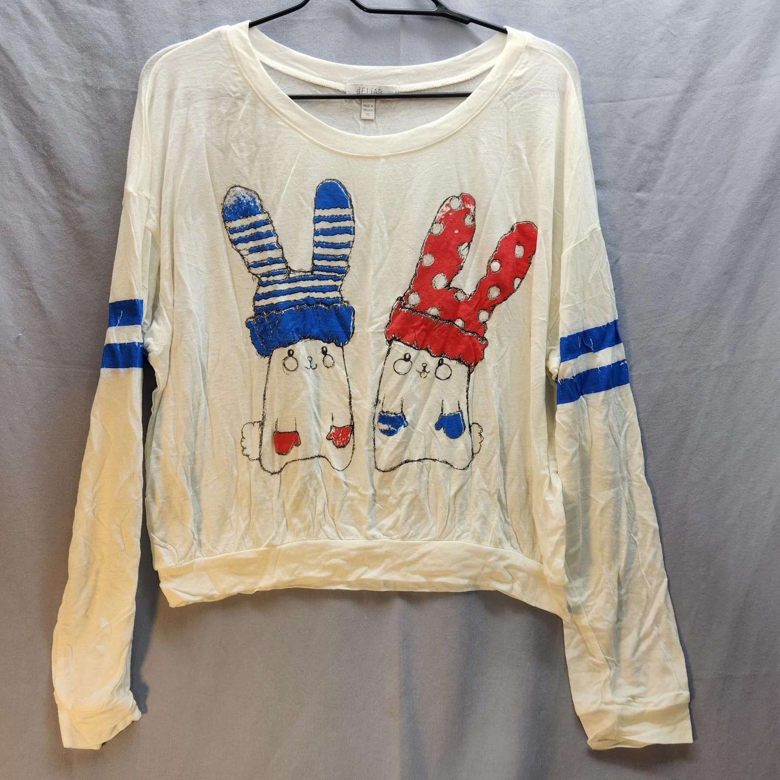Designer Delias Winter Bunny Long Sleeve Tshirt White Size XL NWOT Size XL / US 12-14 / IT 48-50 - 1 Thumbnail