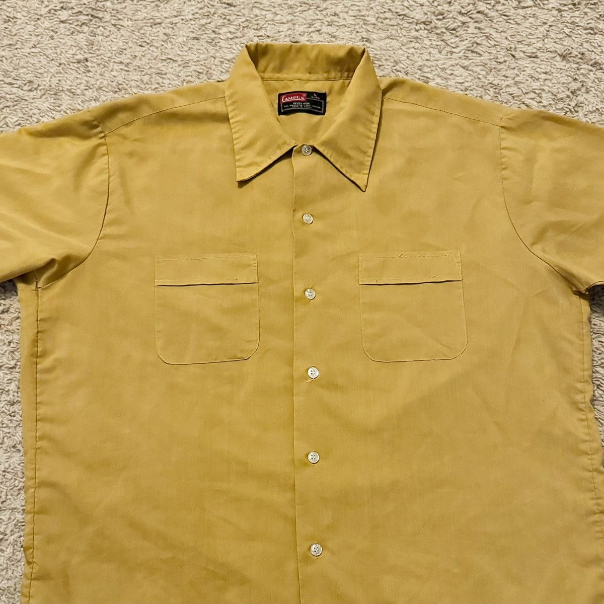 Vintage VINTAGE 60s YELLOW GOLD BUTTON UP! Size US L / EU 52-54 / 3 - 3 Thumbnail