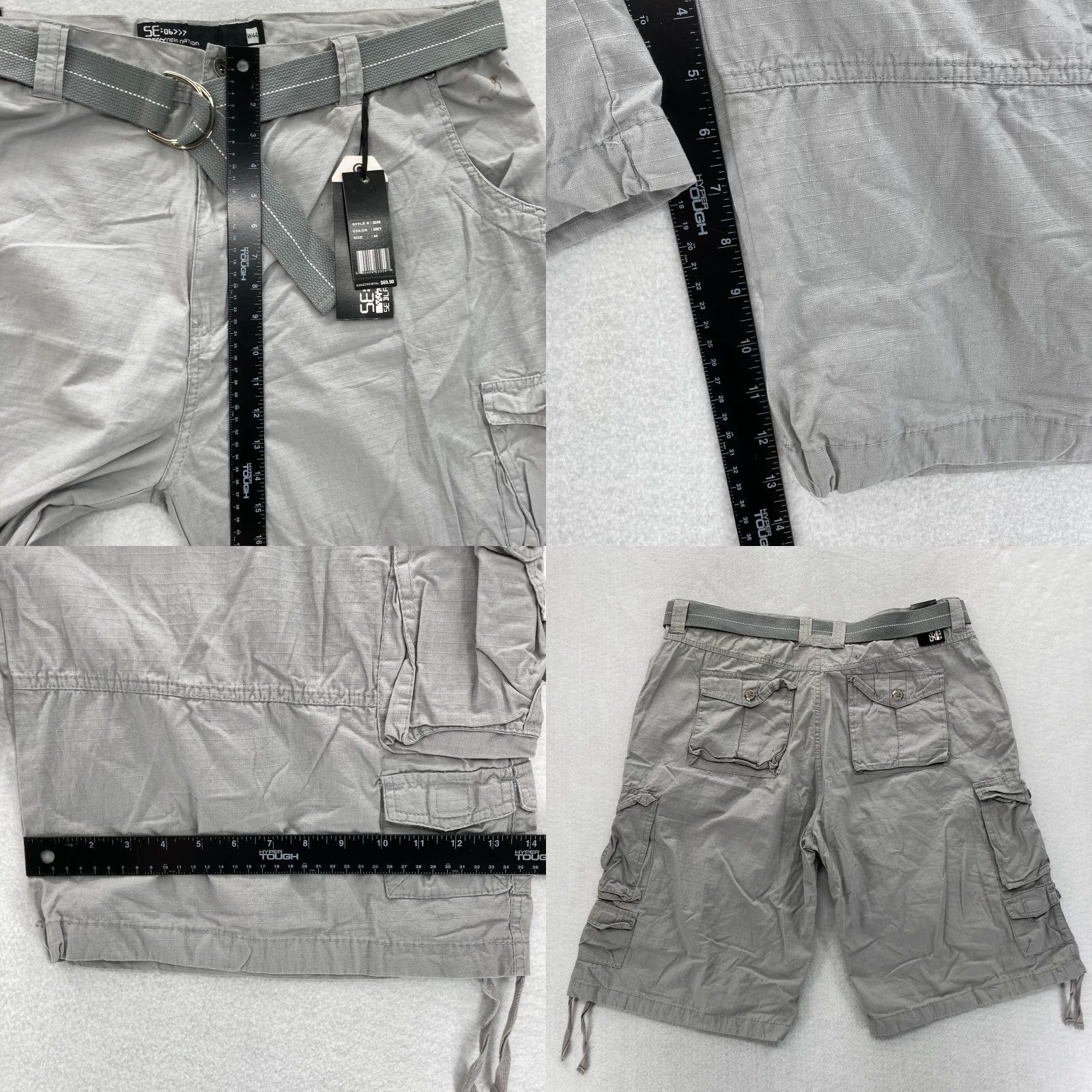Element Five Elementz Baggy Cargo Shorts Mens 44 Gray Relaxed Fit Belted Y2K Vintage NWT Cargo Shorts Mens 44 Gray Relaxed Fit Belted Y2K Vintage NWT Size US 44 / EU 60 - 8 Thumbnail