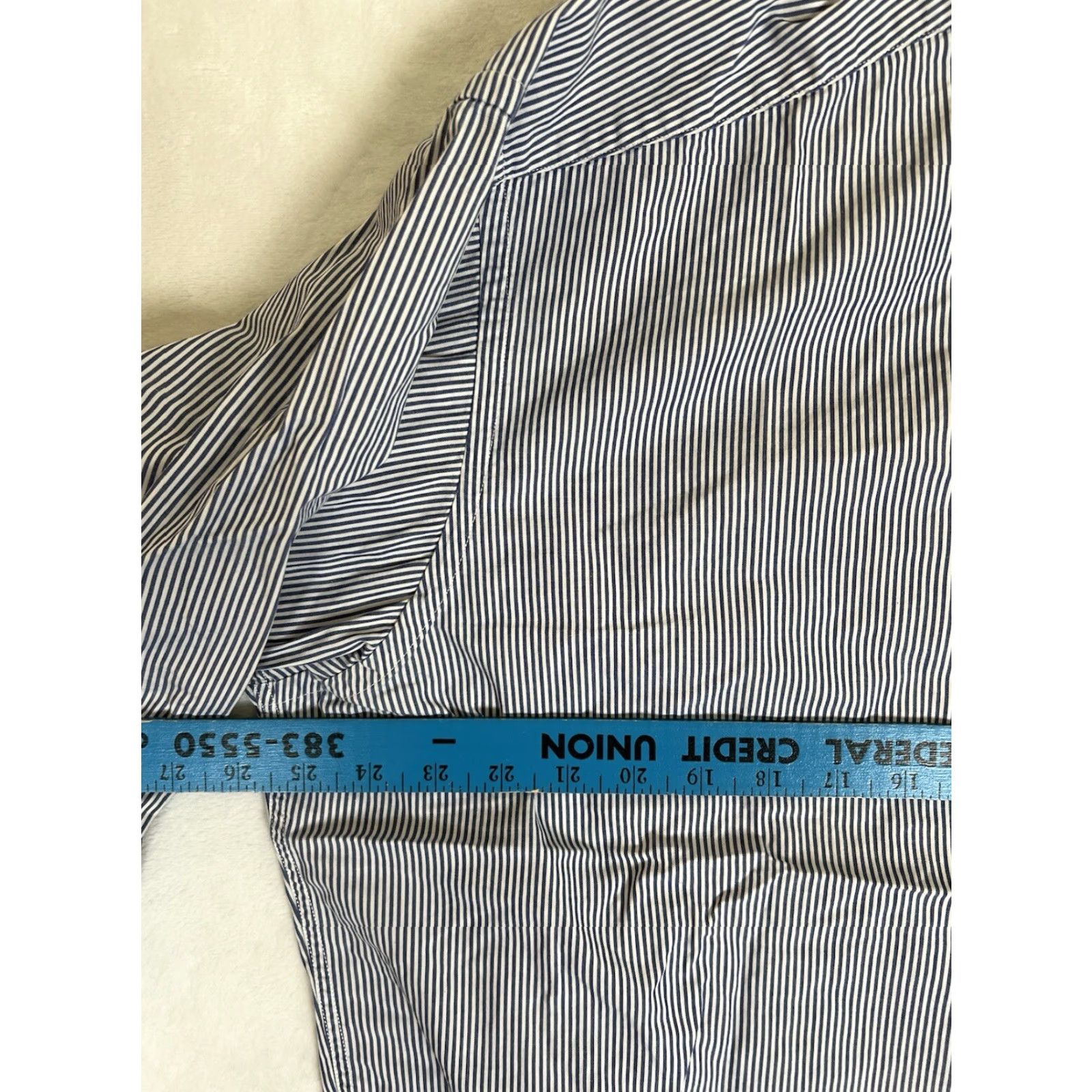 Tommy Hilfiger VINTAGE Tommy Hilfiger Button Up Long Sleeve Shirt 16.5 Crest Blue Stripe Men 90s Classic Retro Shirt Size US XL / EU 56 / 4 - 5 Thumbnail