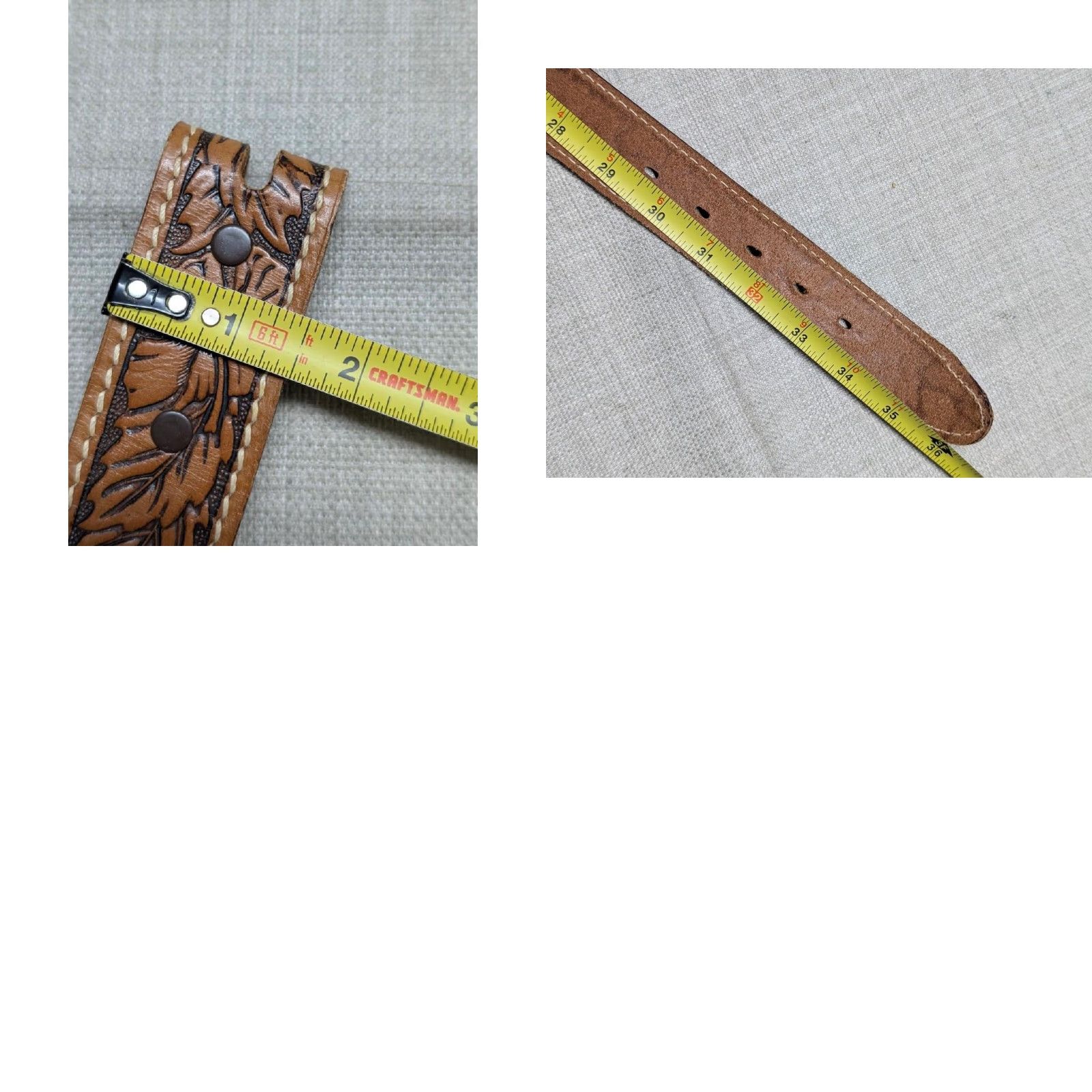 Vintage VINTAGE westERn belt tooled cowhide brown 32 belt Mens Western Belt Rodeo Buckle Straps 1-1/2" Size 32 - 9 Thumbnail