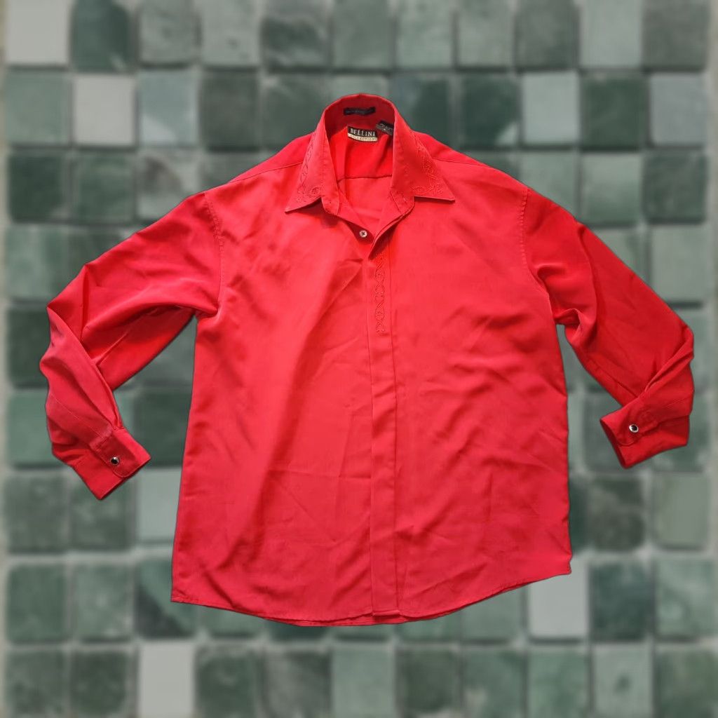Vintage Bellini Women's Top Button-Down Red Long Sleeve Collared Shirt M Medium Womens Size M / US 6-8 / IT 42-44 - 1 Thumbnail