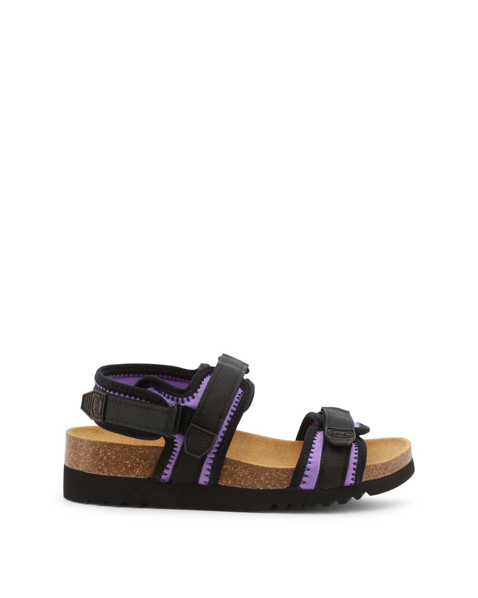 image of Scholl Fabric Sandals With Ankle Strap And Velcro Fastening in Violet, Women's (Size 6)