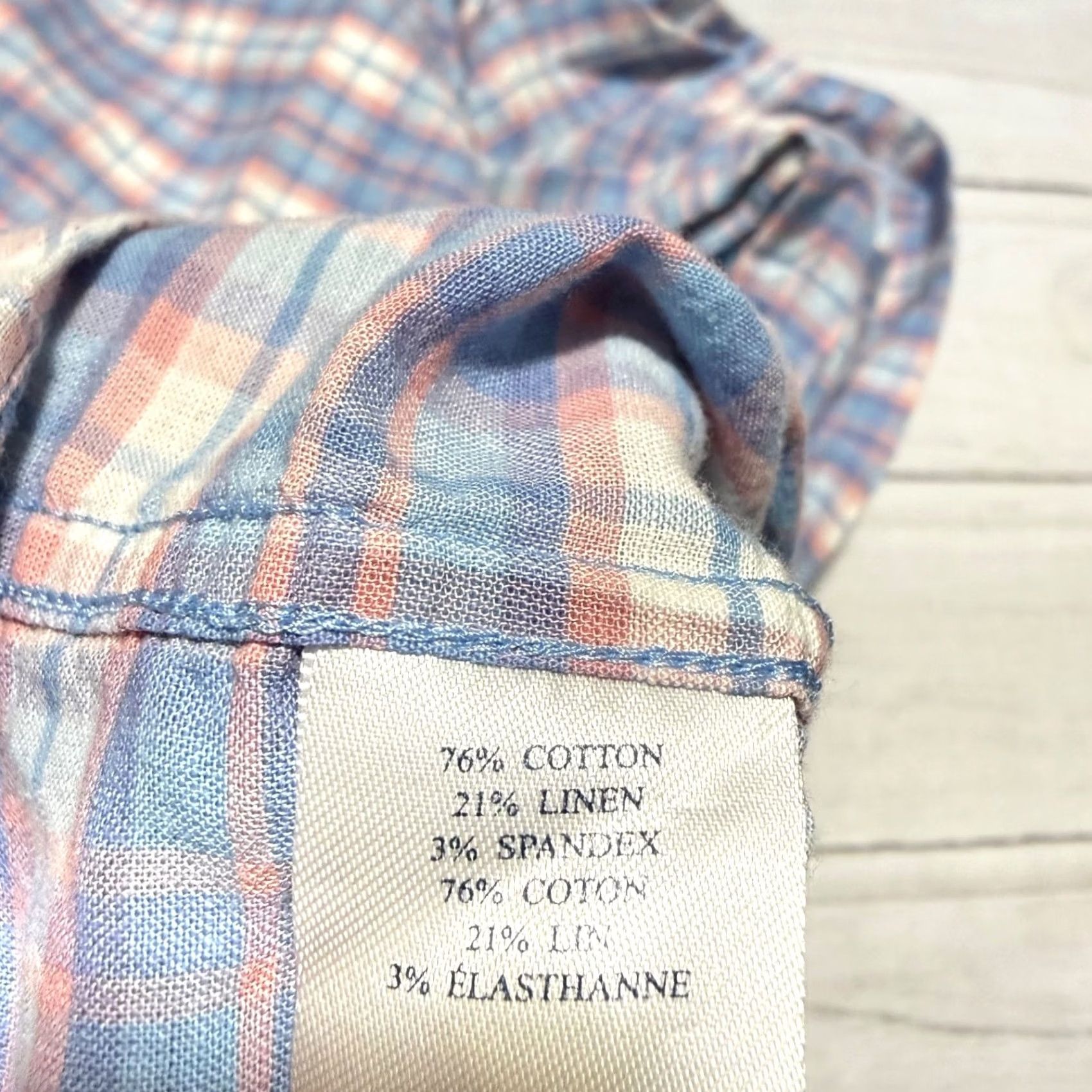 Faherty Faherty Shirt Mens Small Blue Pink White Plaid Cotton Linen Button Up Size US S / EU 44-46 / 1 - 6 Thumbnail