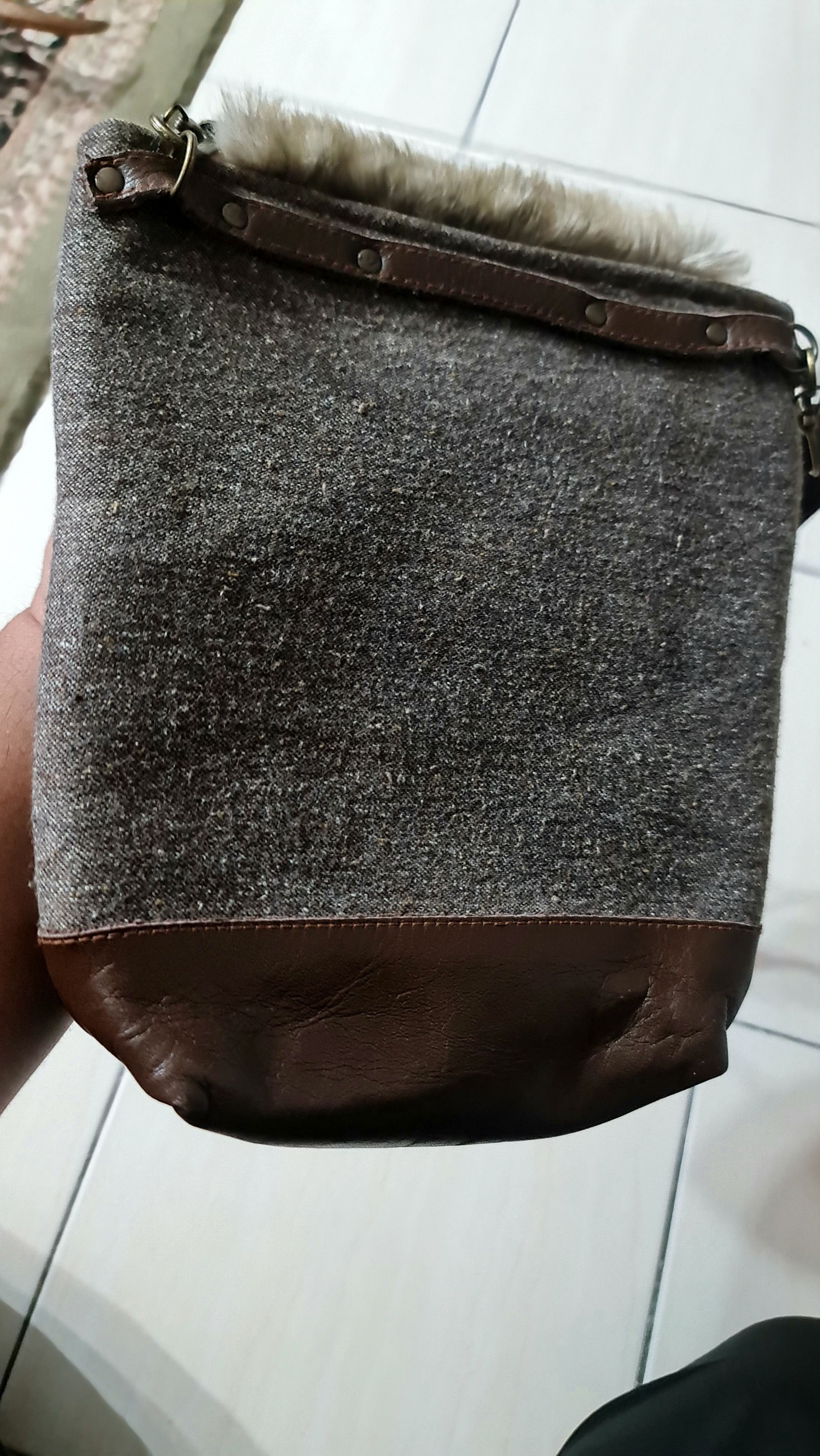 Leather Rare Fur Slim Bag Maps Size ONE SIZE - 8 Thumbnail