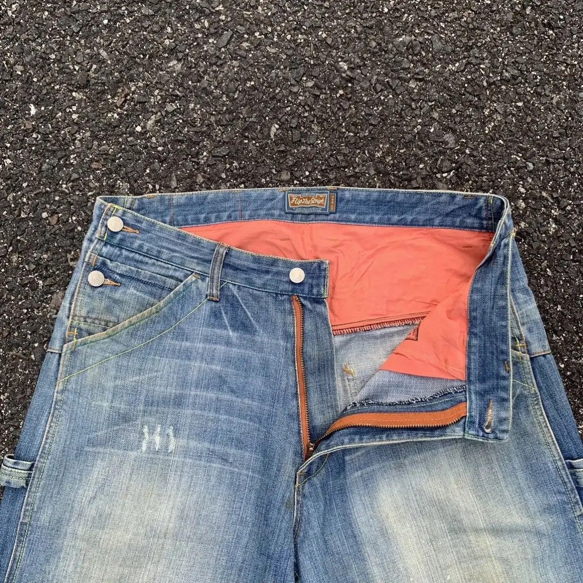 Japanese Brand Vintage Flip The Script Denim Baggy Hip Hop Jeans Pants Size US 35 - 8 Thumbnail