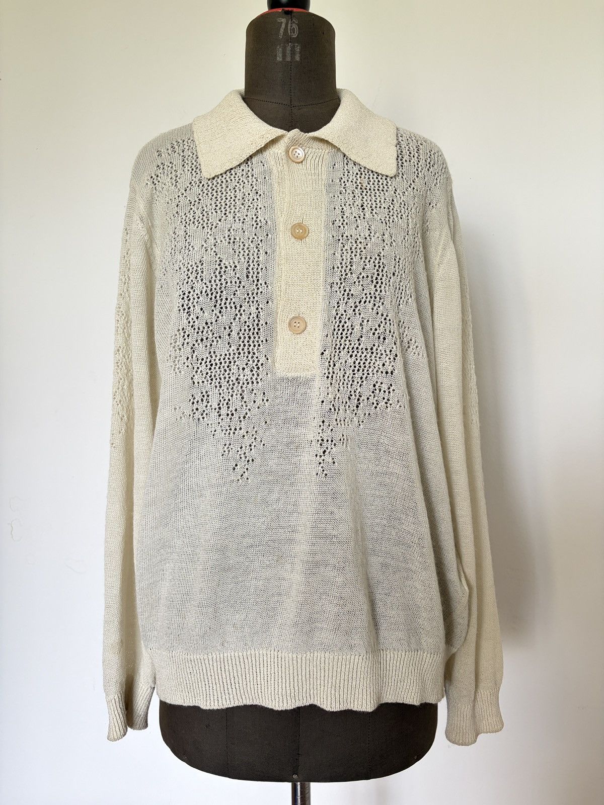 Our Legacy Our Legacy Lace Knit Piquet Polo(61% Wool) Size US M / EU 48-50 / 2 - 4 Thumbnail