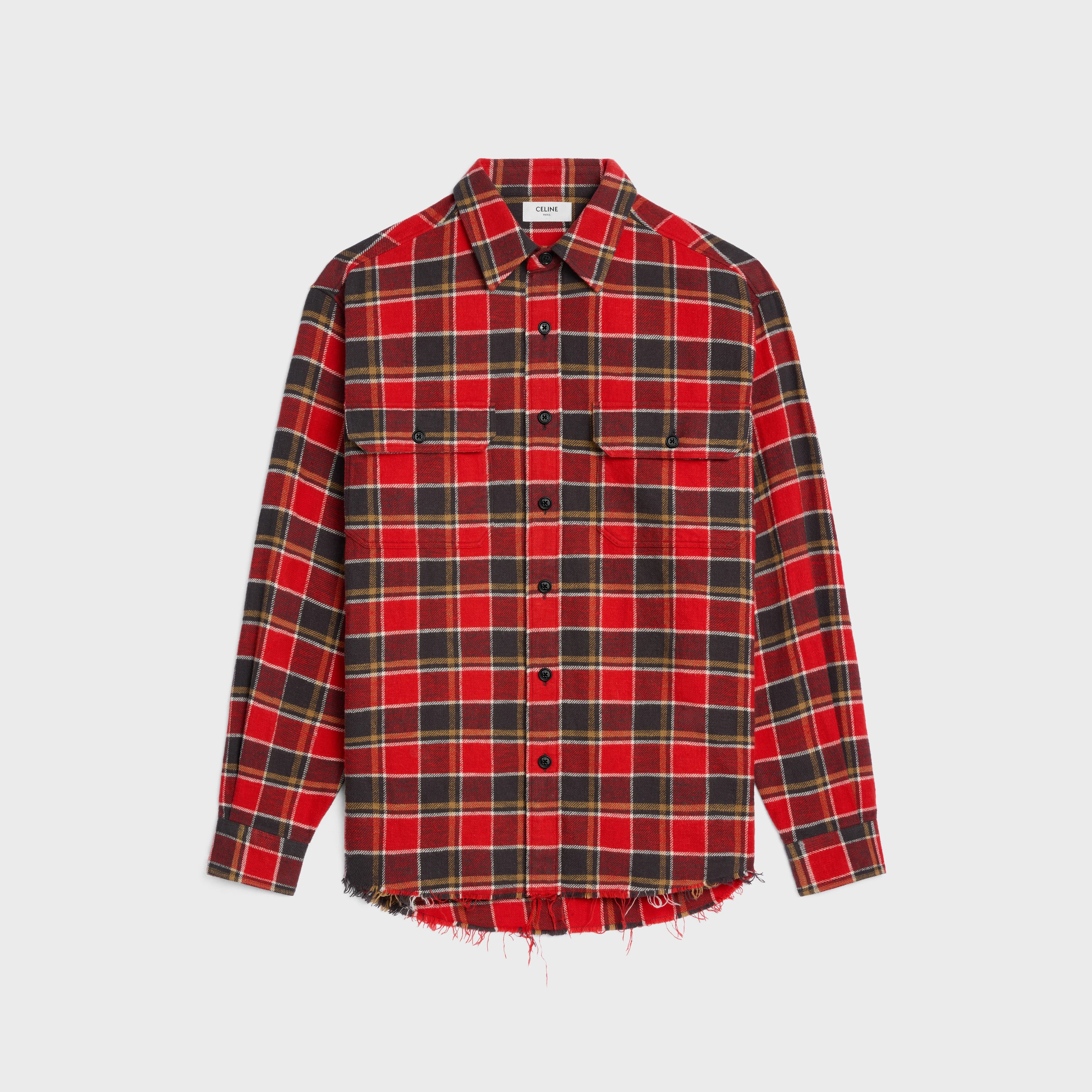Celine RUNWAY CELINE FLANNEL LOOSE SHIRT IN CHECKED COTTON