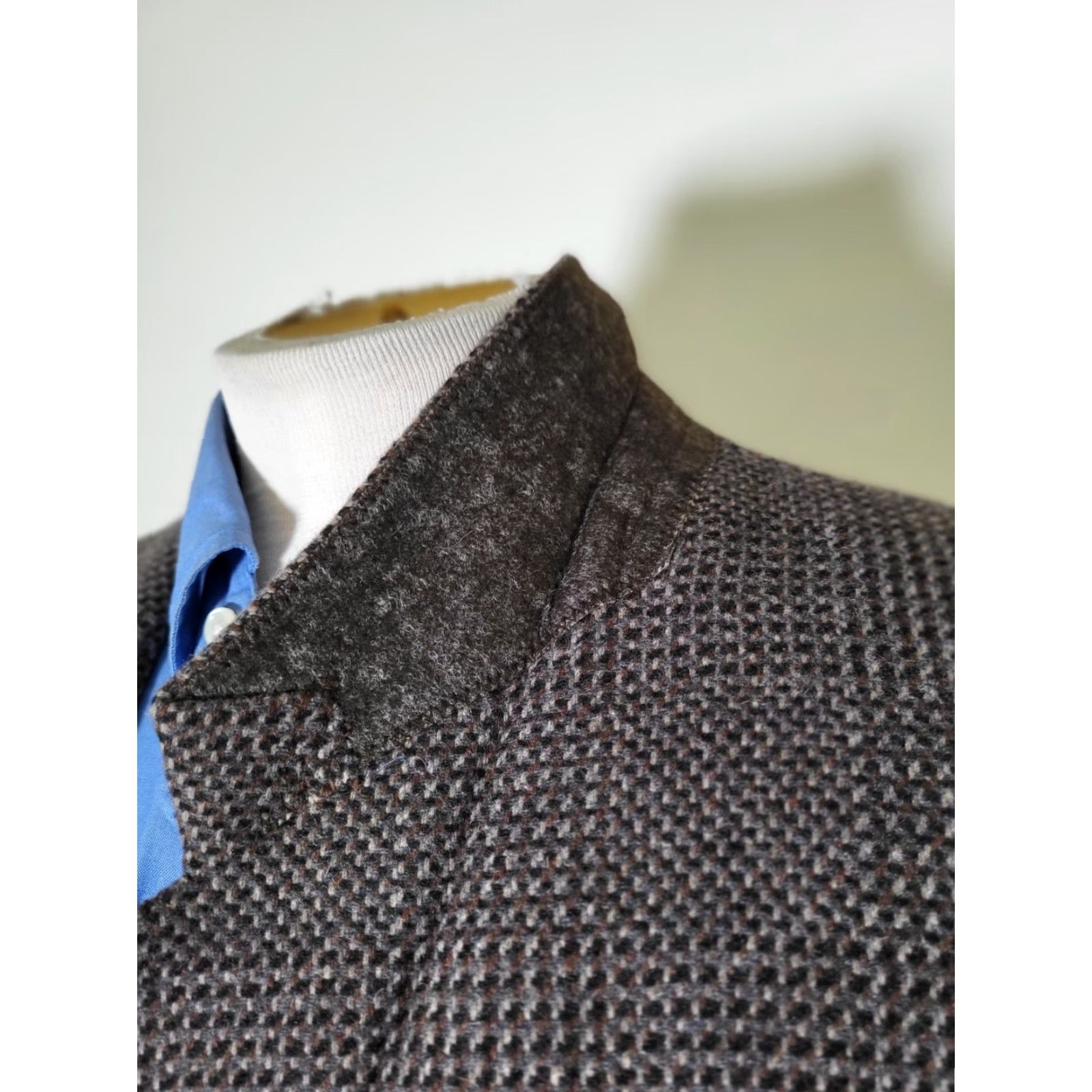 Vintage VINTAGE Austin Grey Brown Black Check Woven Tweed Wool Coat Jacket Blazer Size 40R - 6 Thumbnail