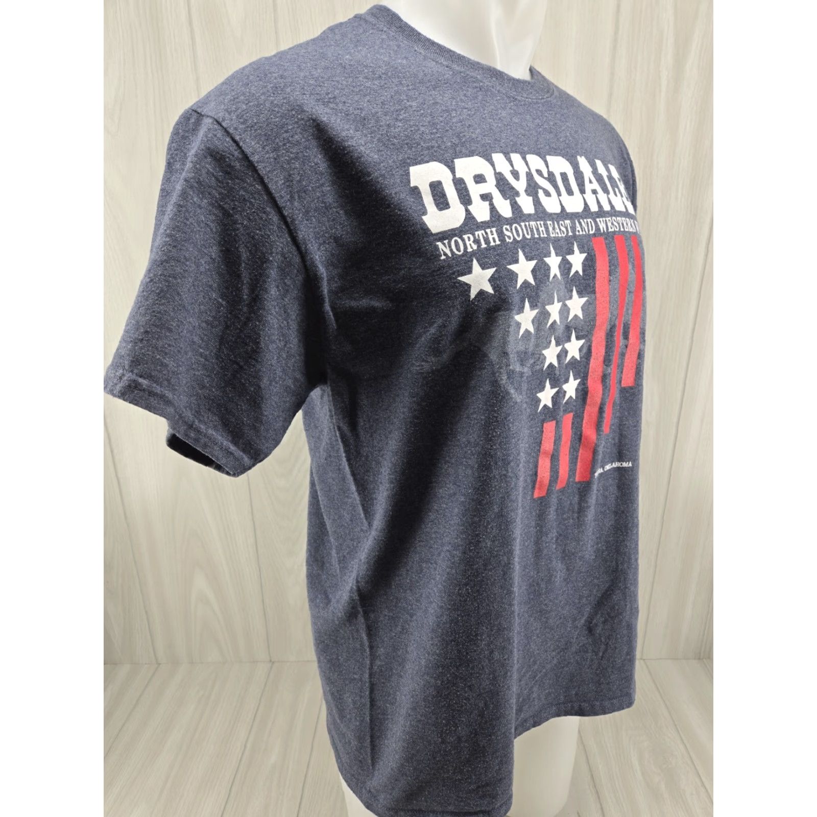 Gildan Gildan T-Shirt Drysdales Tulsa OK Mens Blue Gray L Crew Neck Short Sleeve Cotton Western 2020s? Size US L / EU 52-54 / 3 - 6 Thumbnail