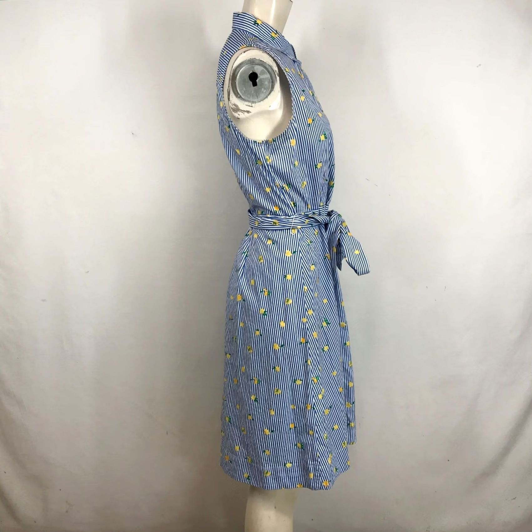 J.Crew J.CREW Women's 8 Button-Up Belted Dress BLUE/WHITE Stripe Size M / US 6-8 / IT 42-44 - 4 Thumbnail