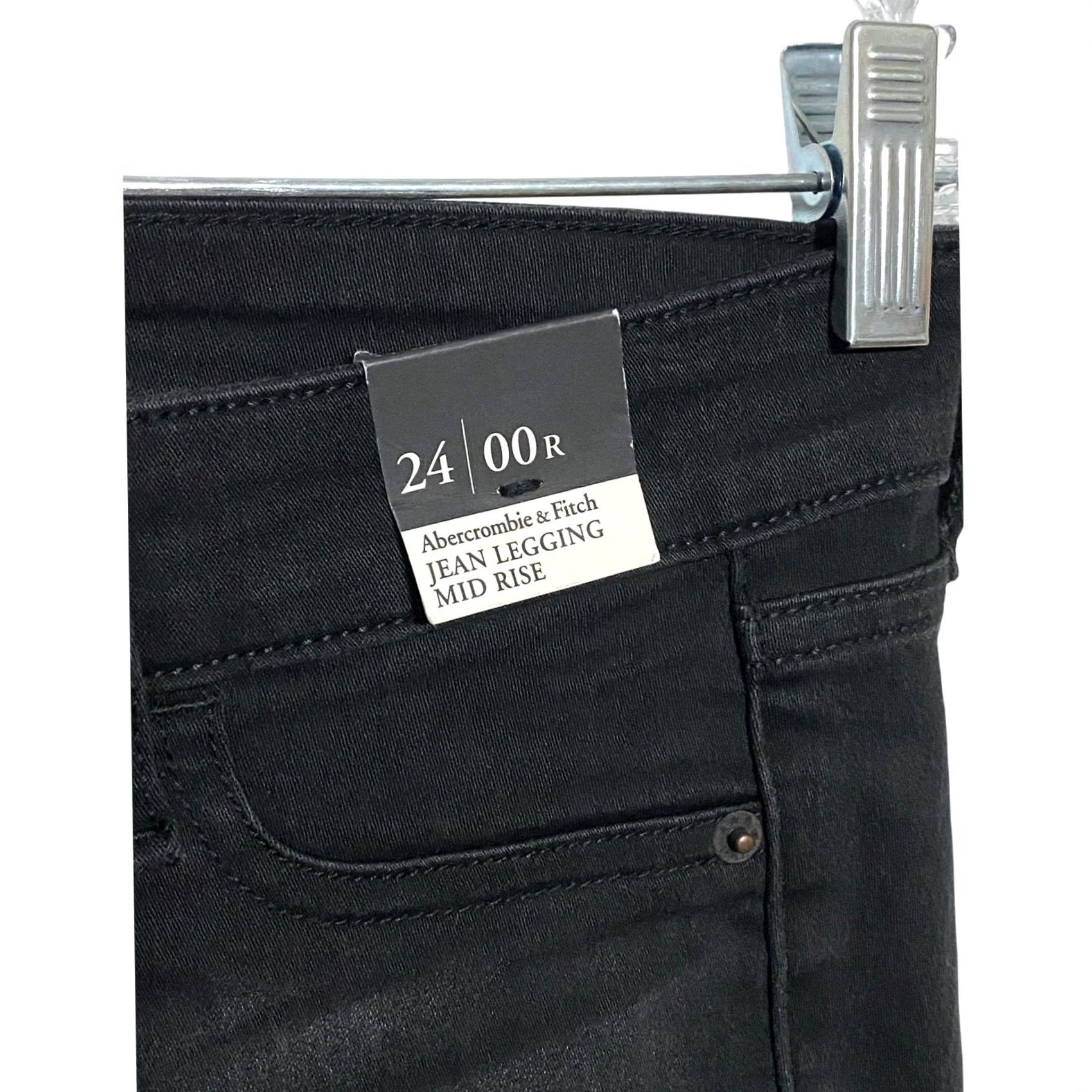 Abercrombie & Fitch Abercrombie & Fitch Black Jeans Legging Mid Rise Womens 24 00R Distressed NWT Jeans Legging 5-Pocket Design Womens Size 42" / US 20 - 3 Thumbnail