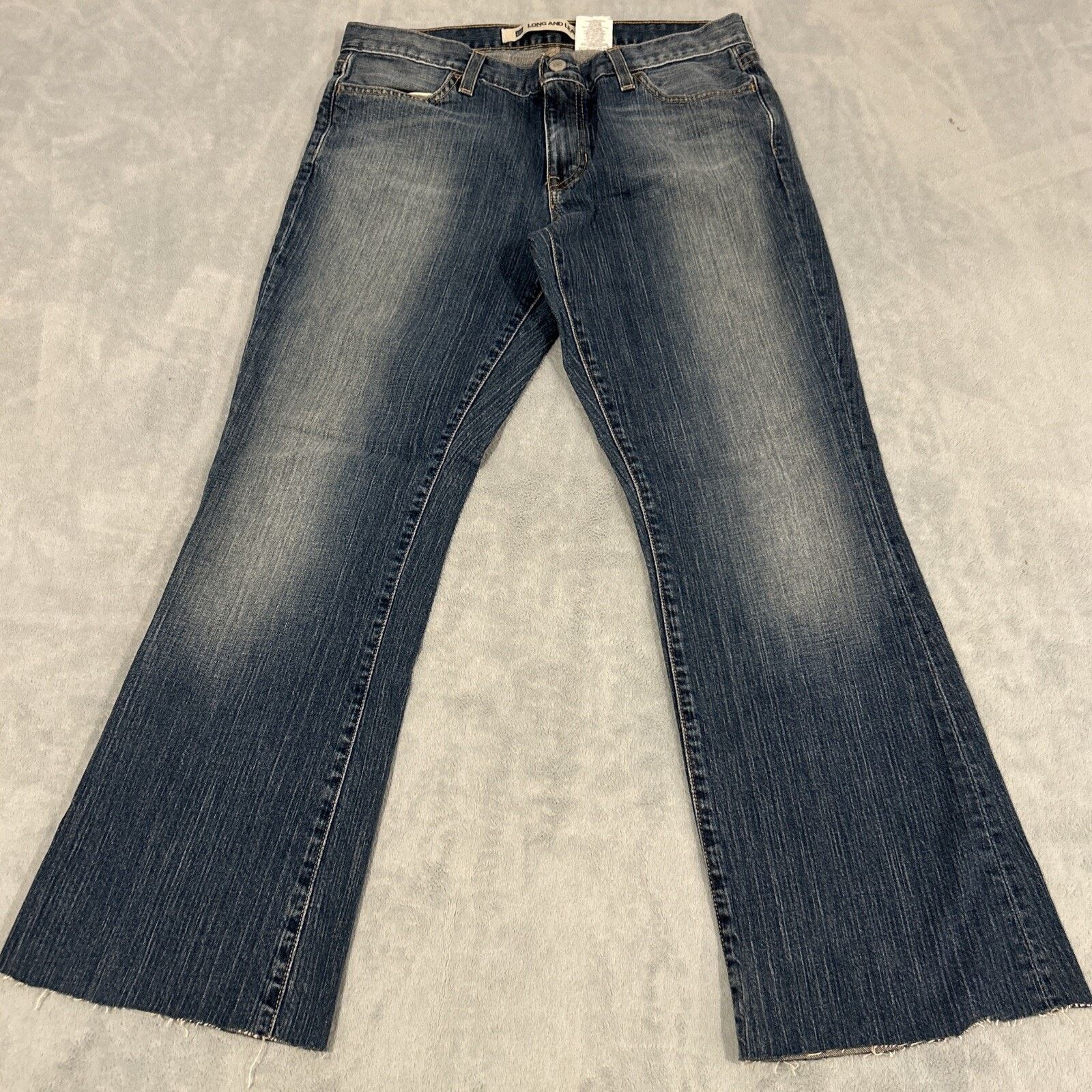 Gap Beyond Baggy Dojo Flare Jeans Womens Sz 10 33x28 Raw Hem Size 32" / US 10 / IT 46 - 1 Thumbnail
