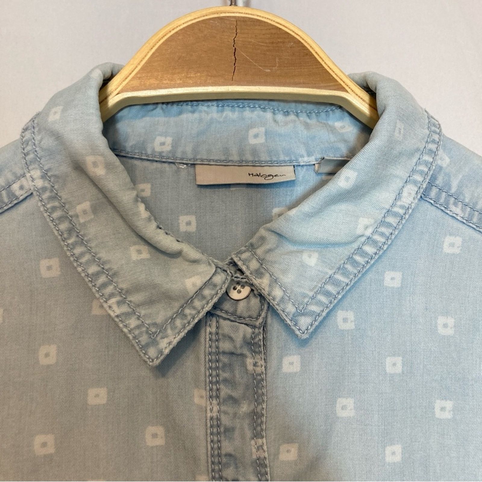 Other Halogen Tencel Lyocell Soft Denim Button Pockets Shirt Top Size M / US 6-8 / IT 42-44 - 3 Thumbnail
