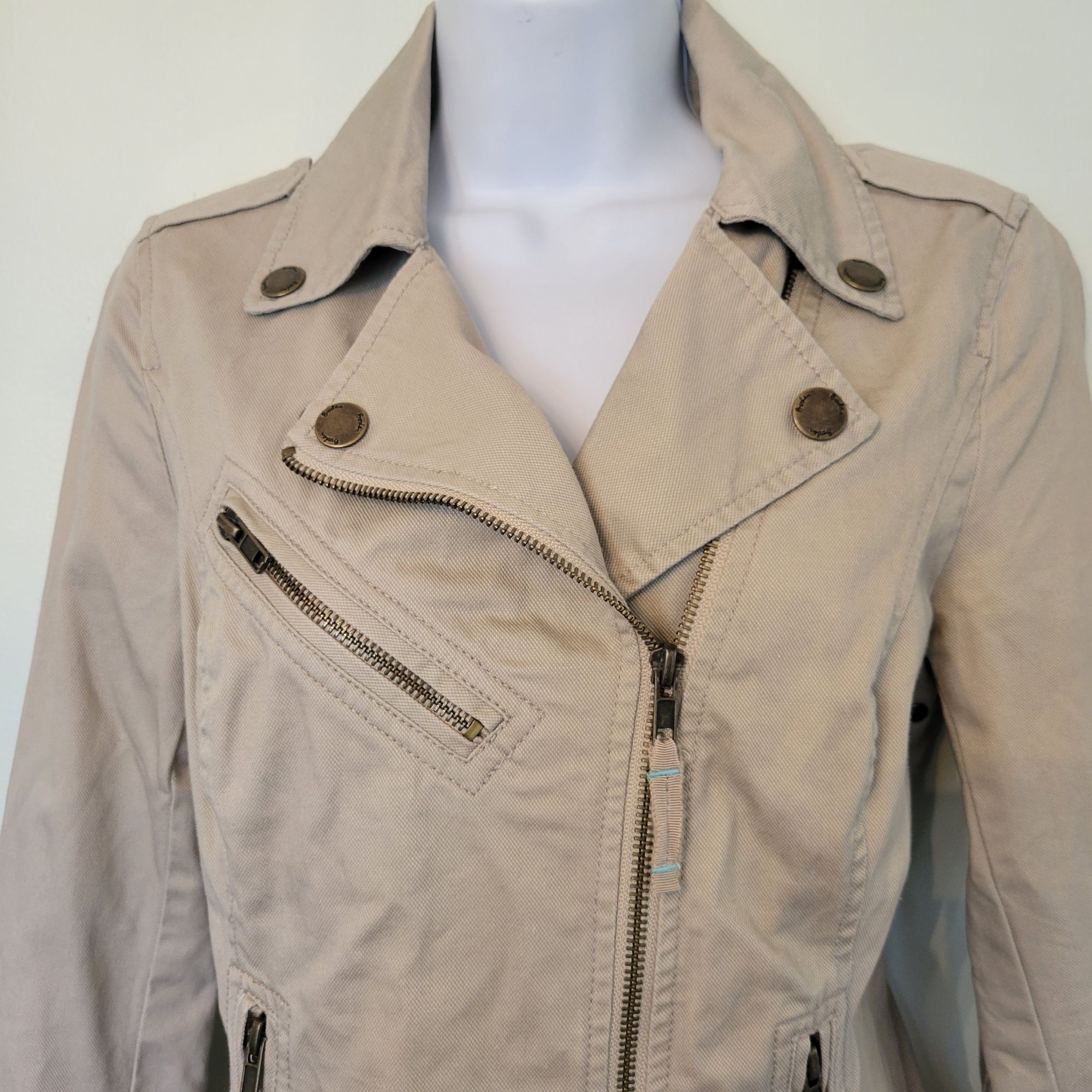 Boden Boden 6 Tan Cotton Moto Jacket Zipper Sleeves Biker WE435 Size M / US 6-8 / IT 42-44 - 8 Thumbnail