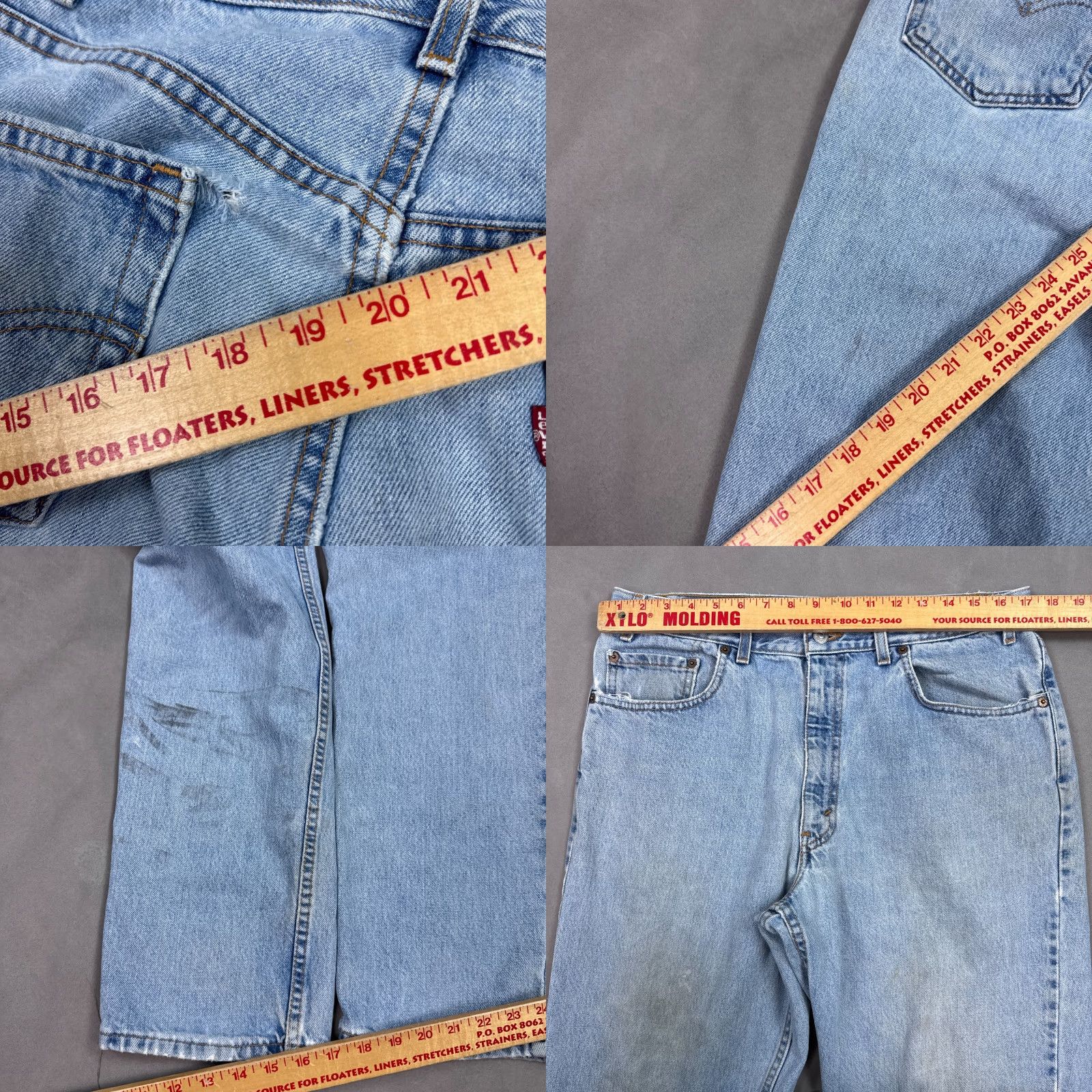 Levi's VINTAGE Levi's Jeans Mens 36x32 Blue Distressed 550 Relaxed Straight 5-Pocket Denim - White? Size US 36 / EU 52 - 8 Thumbnail