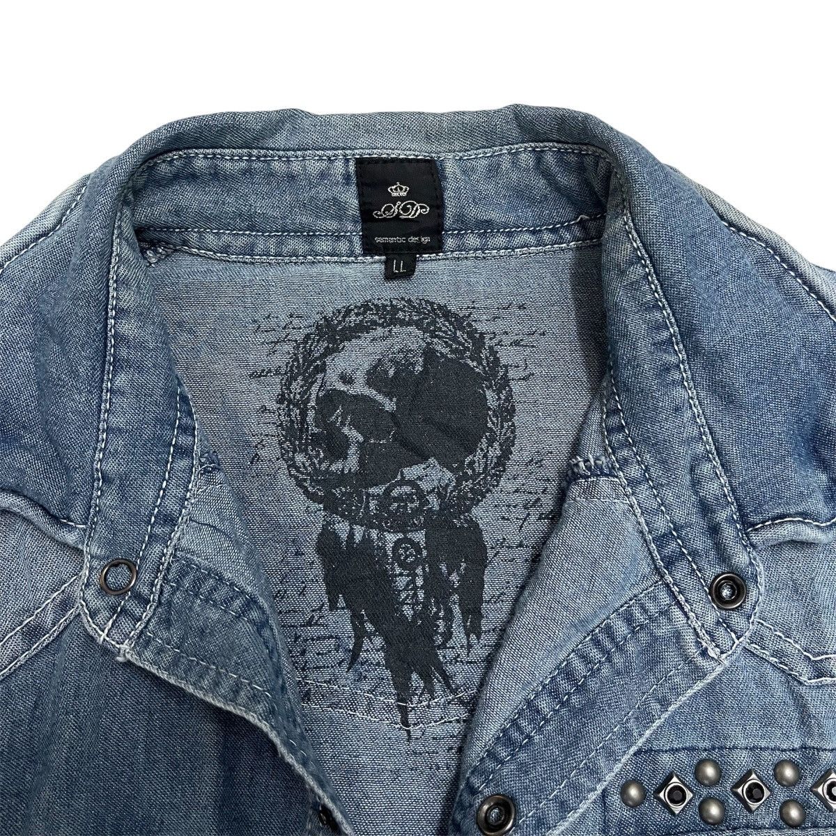 Le Grande Bleu (L.G.B.) Semanticdesign Poem Punk Western Distressed Denim Shirt Size US L / EU 52-54 / 3 - 5 Thumbnail