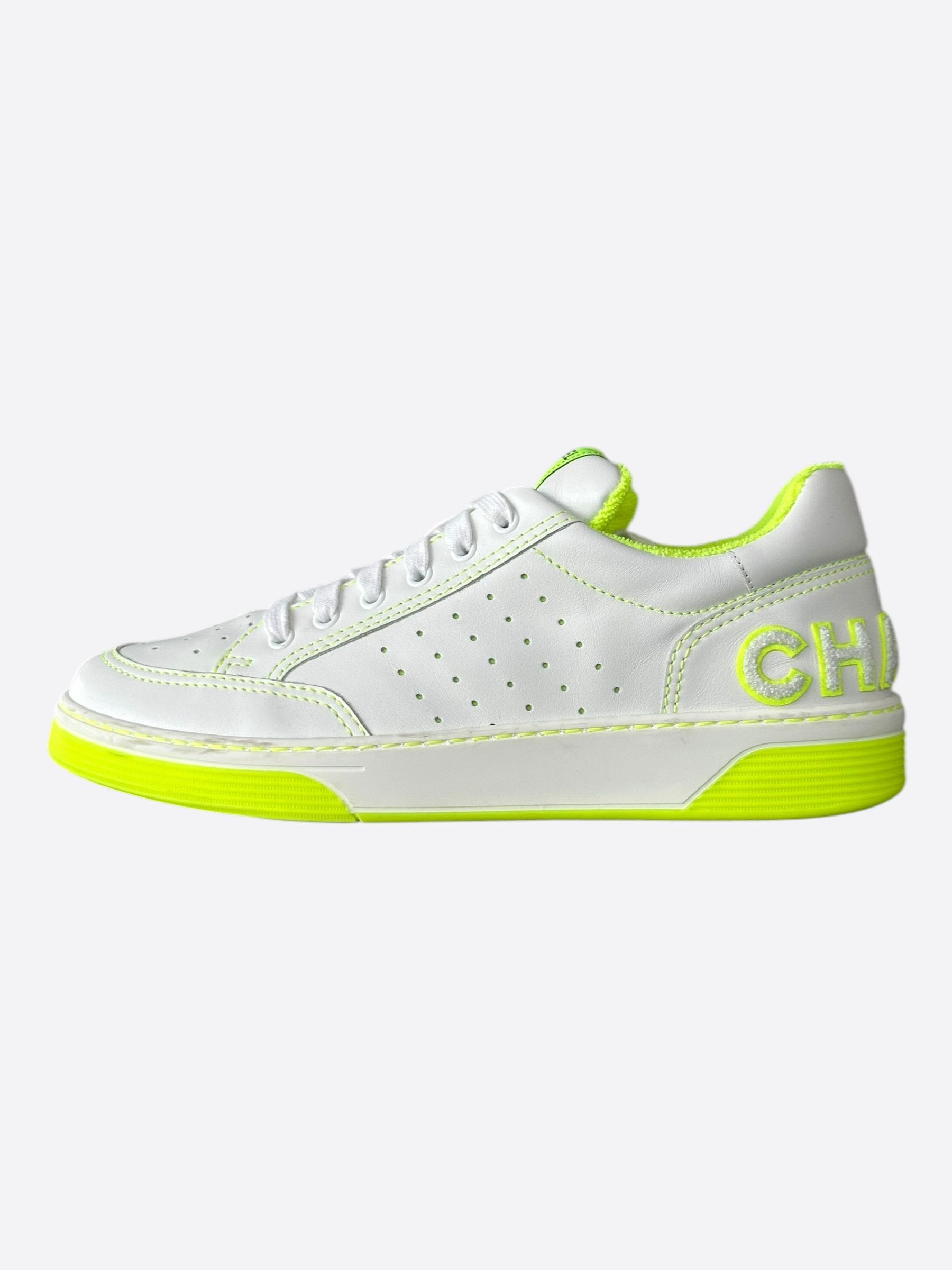 Chanel Chanel White & Yellow Logo Sneakers Size US 10 / EU 43 - 3 Thumbnail
