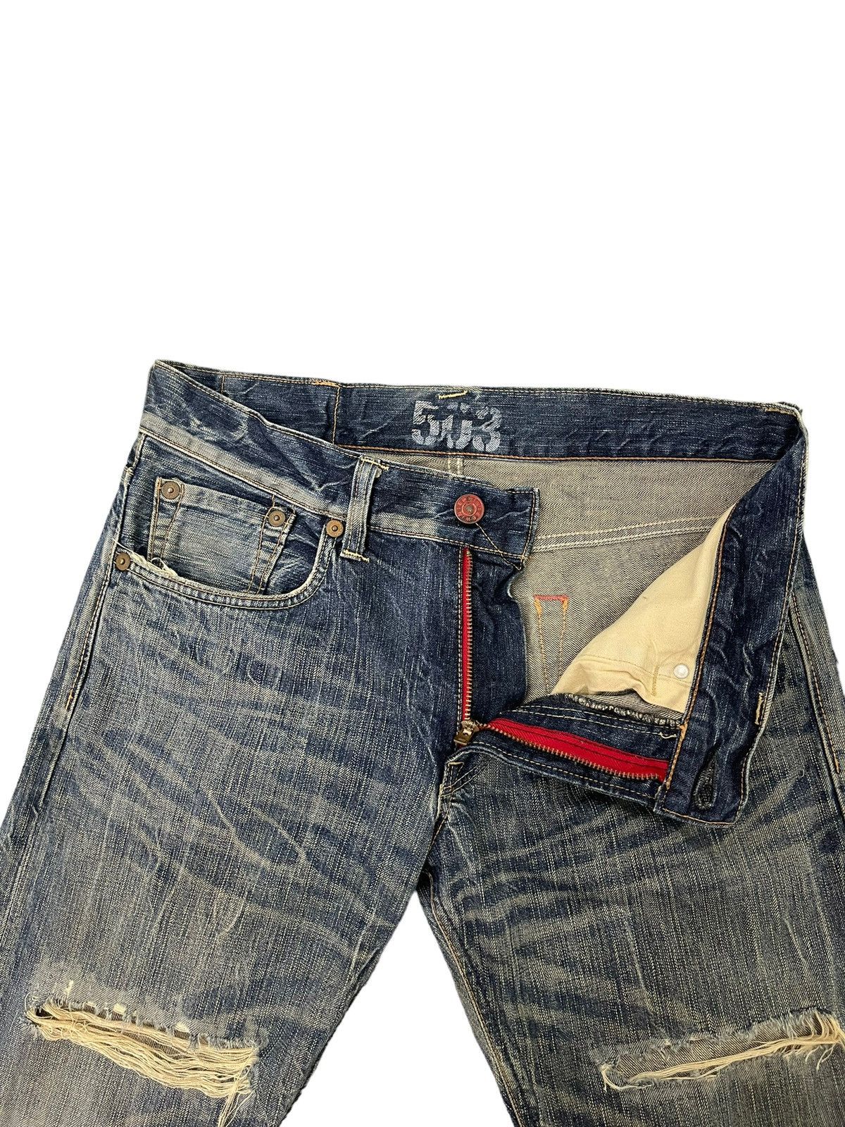 Edwin Flare Jeans Edwin Japan Faded Distress Boot Cut 8🟦0 Size US 35 - 9 Thumbnail