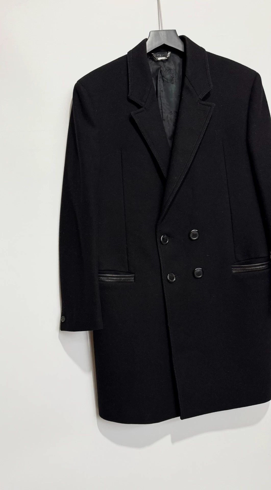 Versace Versace Wool Double-Breasted Coat w/ Leather Trim Medusa Size US S / EU 44-46 / 1 - 3 Thumbnail
