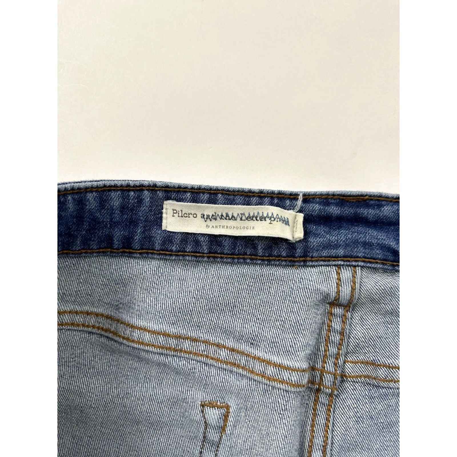 Anthropologie VINTAGE Pilcro And The Letterpress Jeans 36 Blue Skinny Women Adult 36 Blue Solid Lace Up Pockets Stretch Slimming Size 25" / US 0 / IT 36 - 4 Thumbnail