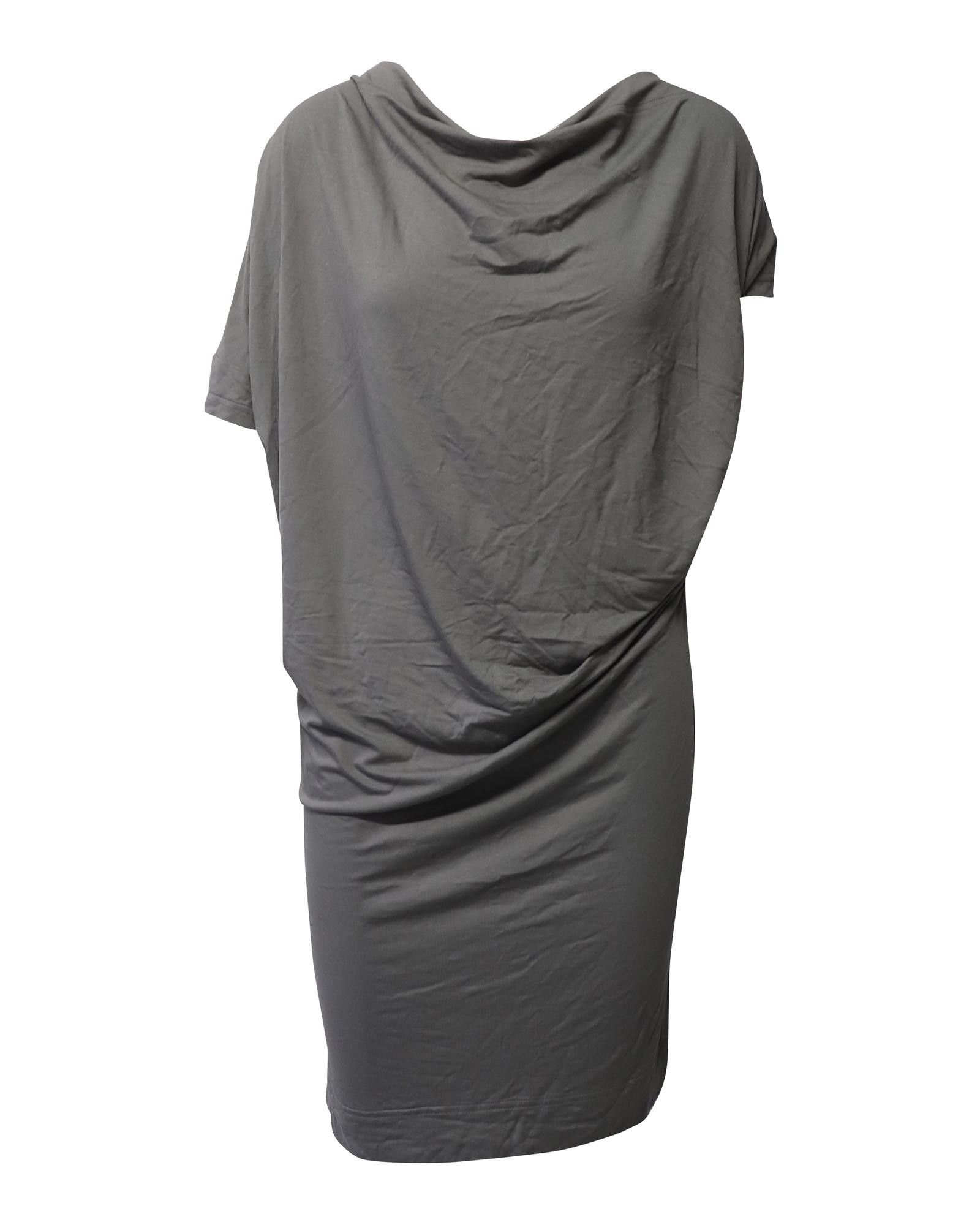 image of Vivienne Westwood Grey Draped Midi Dress With Short Sleeves In Viscose, Women's (Size Medium)