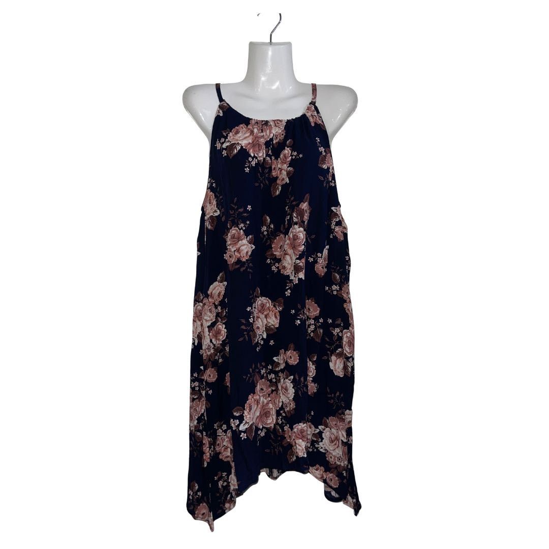 Other Maurices Navy Floral Halter Neck Mini Dress Hanky Hemline Size XL / US 12-14 / IT 48-50 - 1 Thumbnail