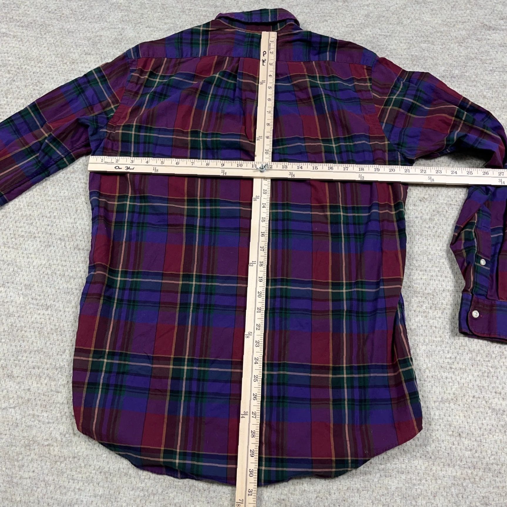 Polo Ralph Lauren Polo Ralph Lauren Shirt Men Medium Purple Red Plaid Button-Up Classic Fit Size 40R - 7 Thumbnail