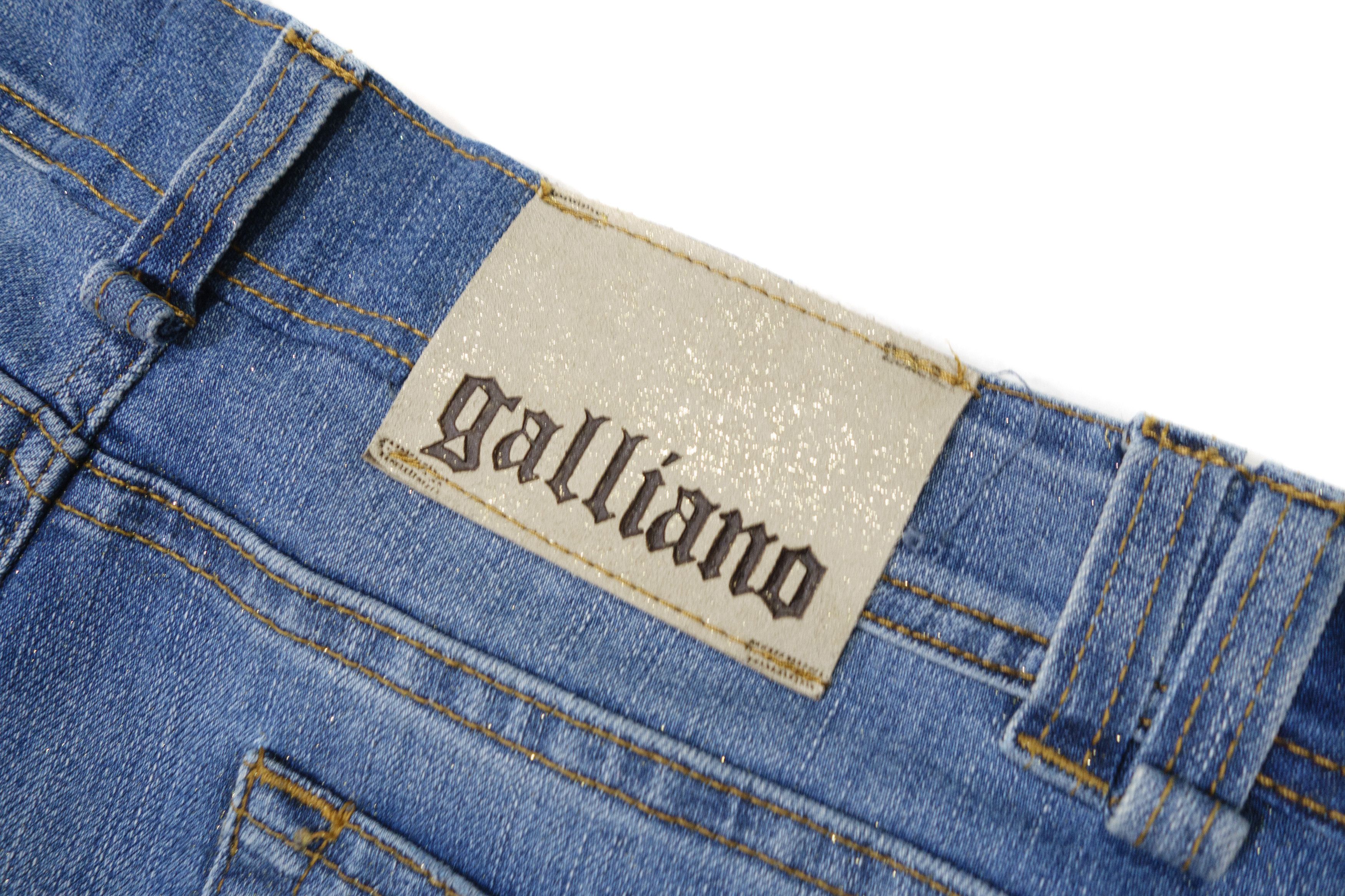 John Galliano Y2K Galliano Glitter Straight Leg Logo Patch Jeans Size 32" / US 10 / IT 46 - 9 Thumbnail