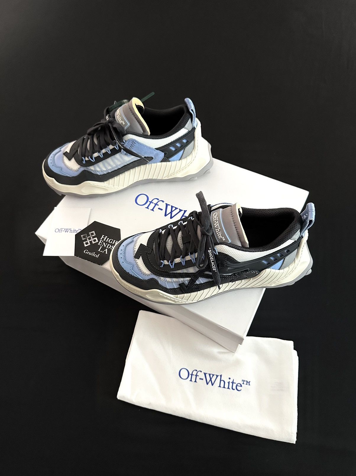 image of Off White Grey Blue Odsy 1000 Sneakers in Dark Grey, Men's (Size 8)