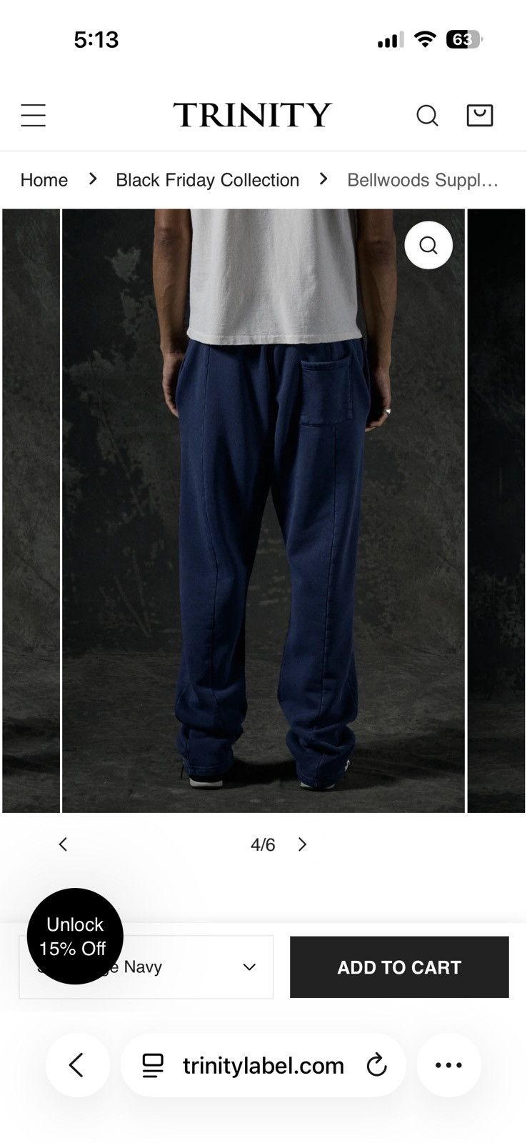 Trinity The Label Trinity BELLWOODS SUPPLY SWEATPANTS - VINTAGE NAVY Size US 33 - 8 Thumbnail