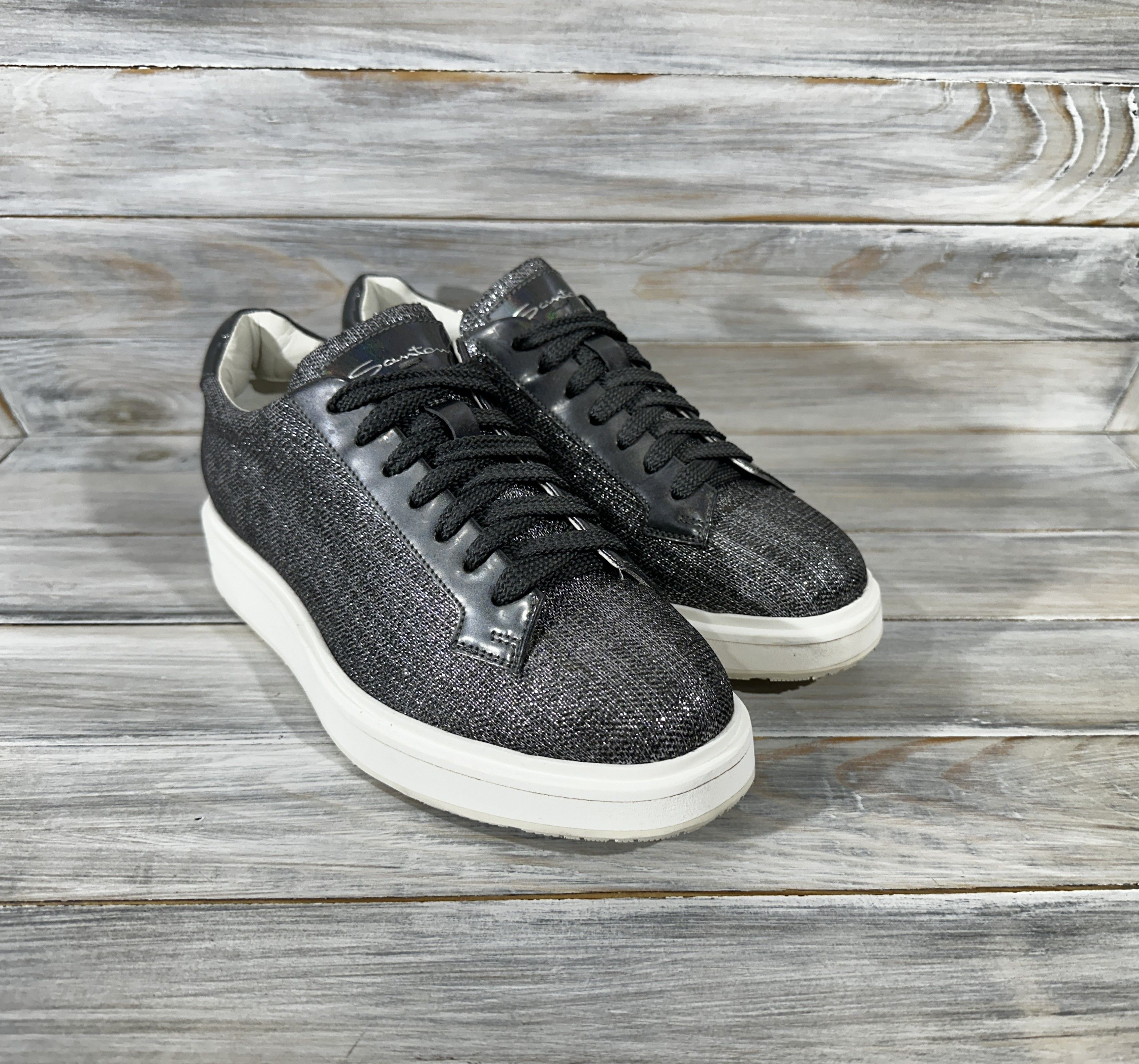 Santoni Santoni Made In Italy Women's Silver Leather Sneakers Luxury Size US 6.5 / IT 36.5 - 15 Thumbnail