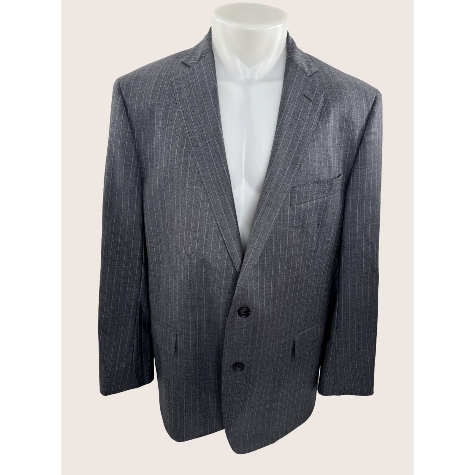 Brooks Brothers BROOKS BROTHERS Regent / CANONICO - WOOL Striped Blazer Jacket 44 R Gray / Blue Mens Size 44R - 1 Thumbnail