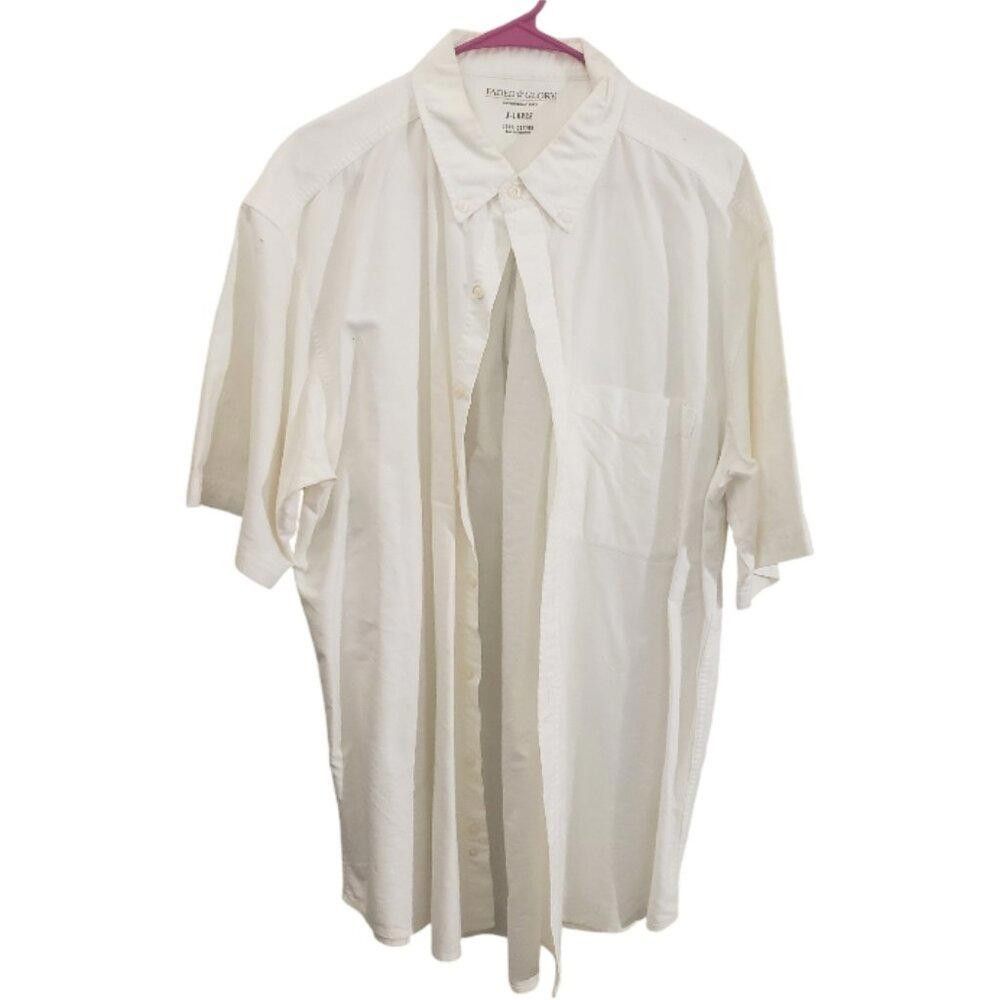 Faded Glory CT1877 Faded Glory Cream Short Sleeve 100% Cotton Shirt Size US XL / EU 56 / 4 - 1 Thumbnail