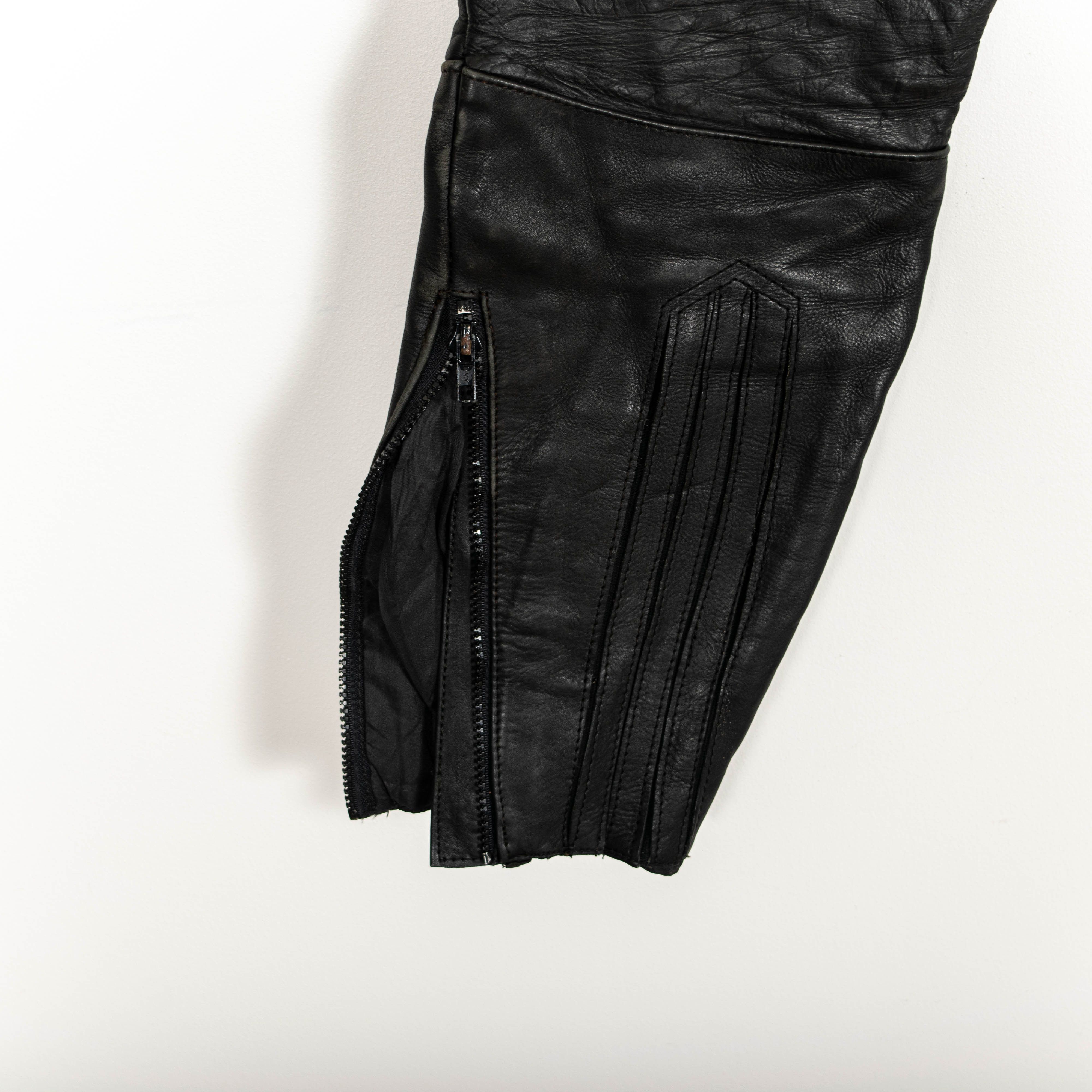 Vintage MQP Black Leather Zip Up Straight Fit Biker Pants Size US 31 - 3 Thumbnail